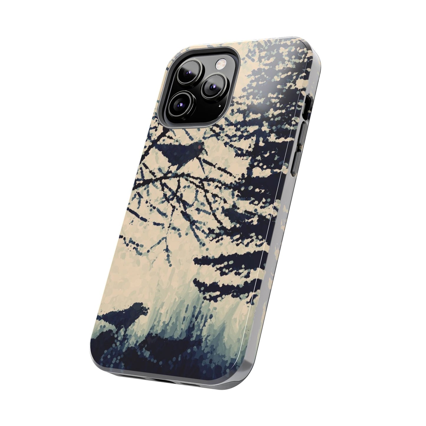 Crows in Forest Tough Phone Cases, iPhone & Samsung cases, wireless charging, crows, trees, birds, original artwork, gifts, Halloween