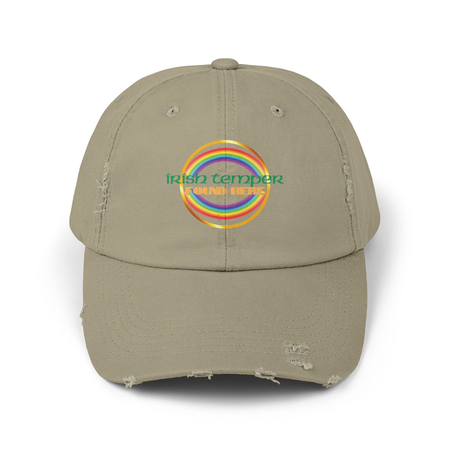 Irish Temper Found Here Funny Unisex Distressed Cap