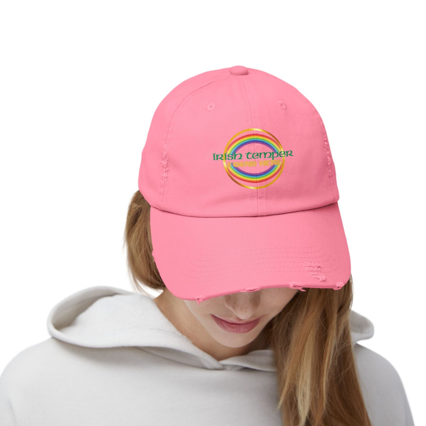 Irish Temper Found Here Funny Unisex Distressed Cap