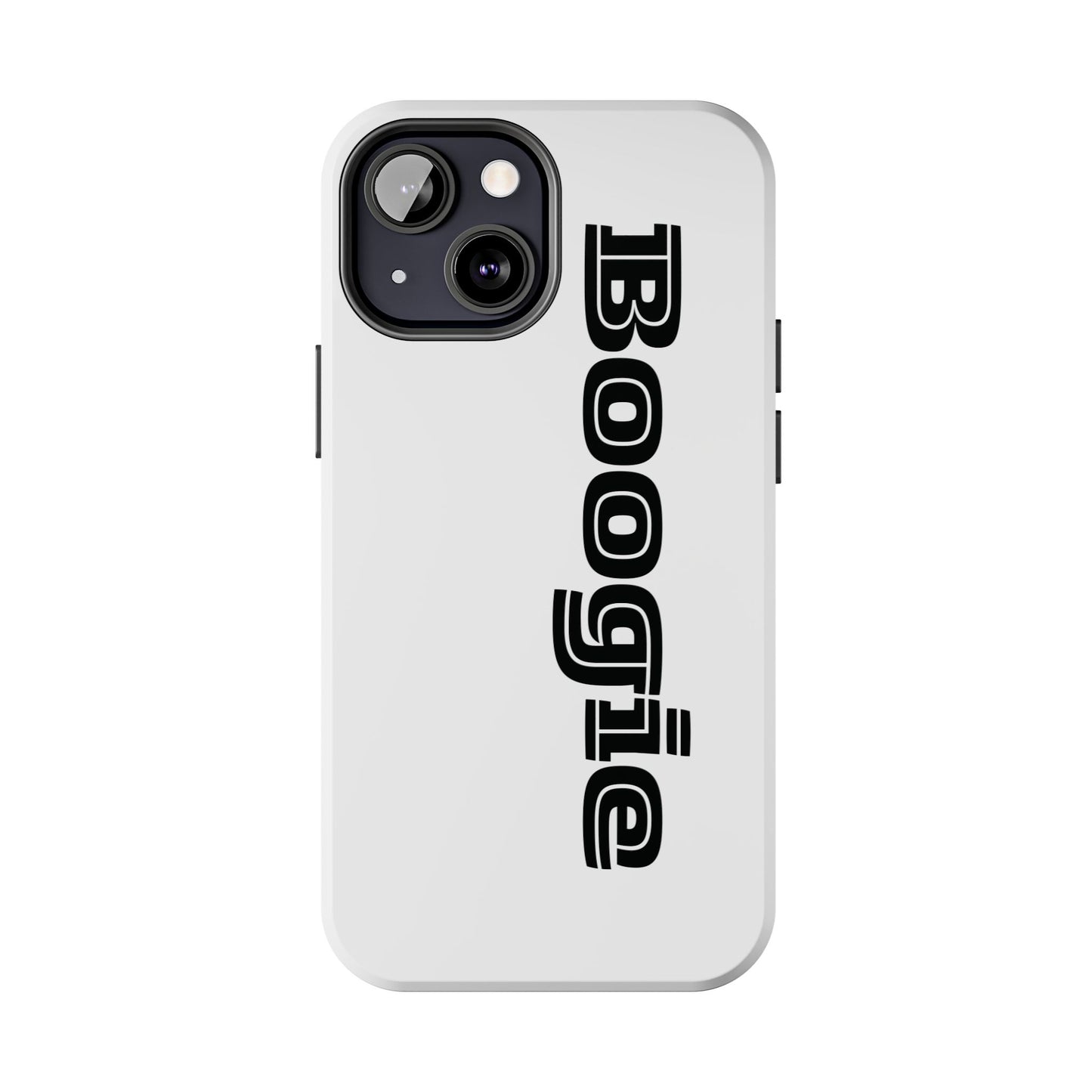 Boogie White Tough Phone Cases, iPhone Samsung cases, wireless charging, gender neutral women men friends kids teens gift birthday Christmas