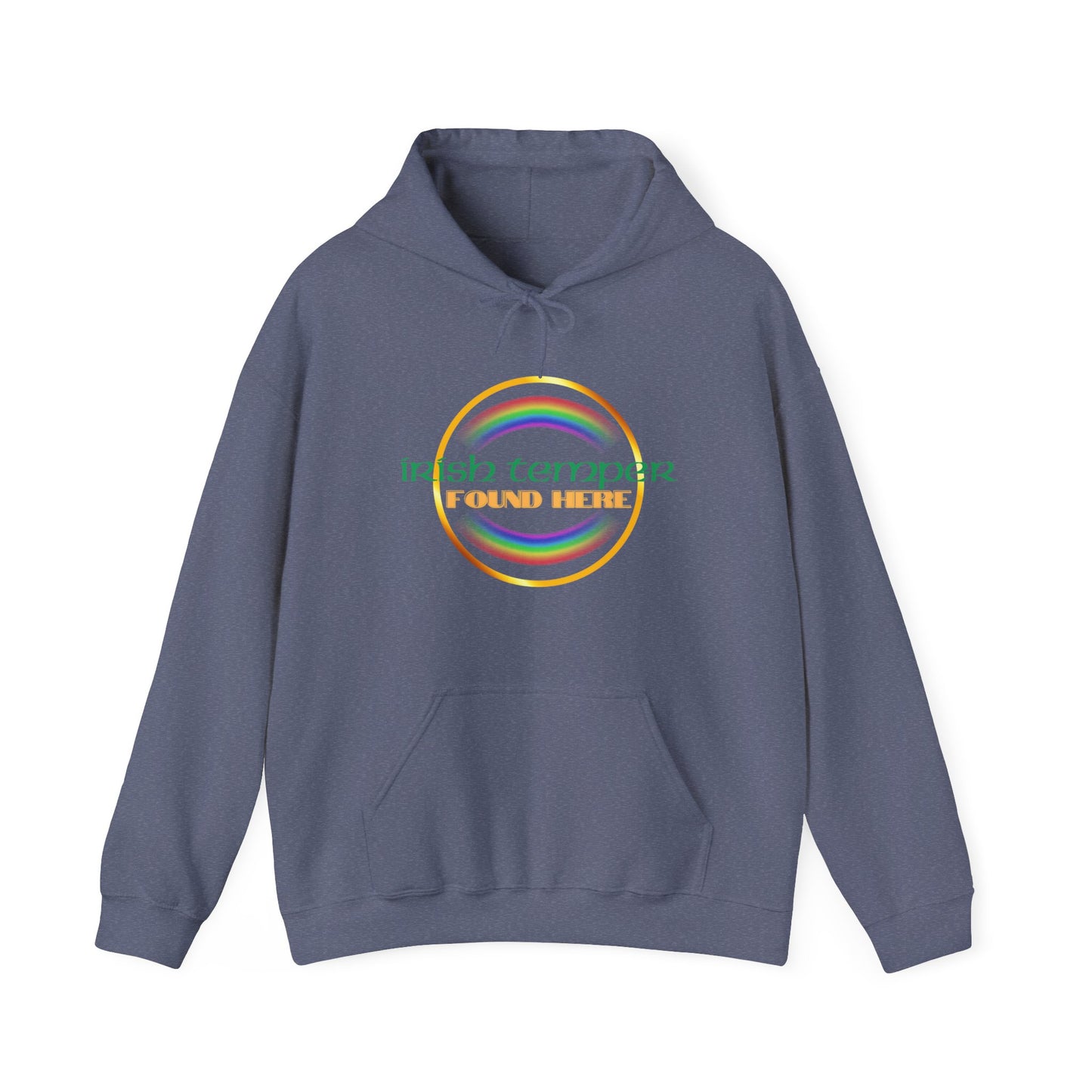 Irish Temper Found Here Unisex Heavy Blend™ Hooded Sweatshirt, rainbow, hoodie, warm, soft, gift, gender neutral, men, women, St Patricks
