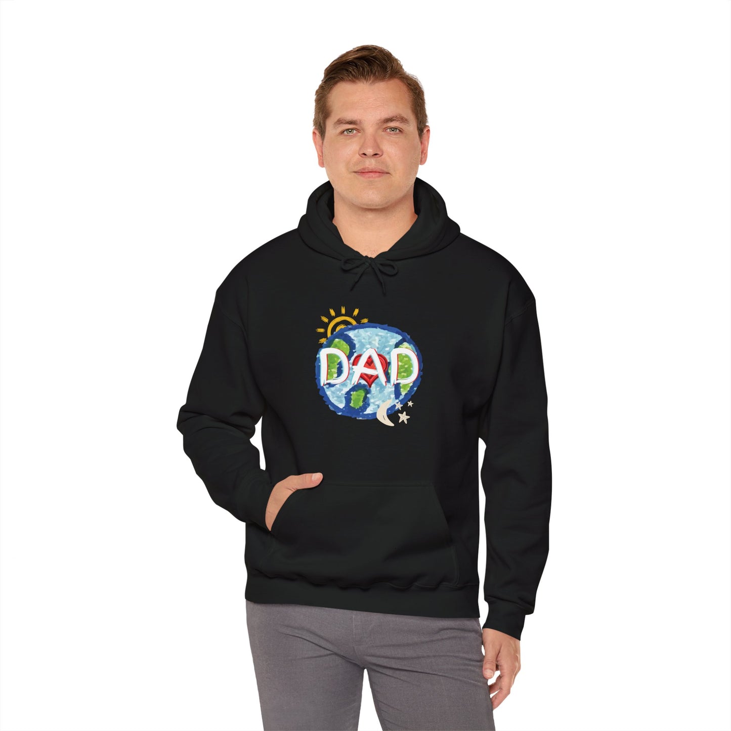 DAD Hooded Sweatshirt - Whole World Sun Moon & Stars Heart Love Fathers Day Gift for Men