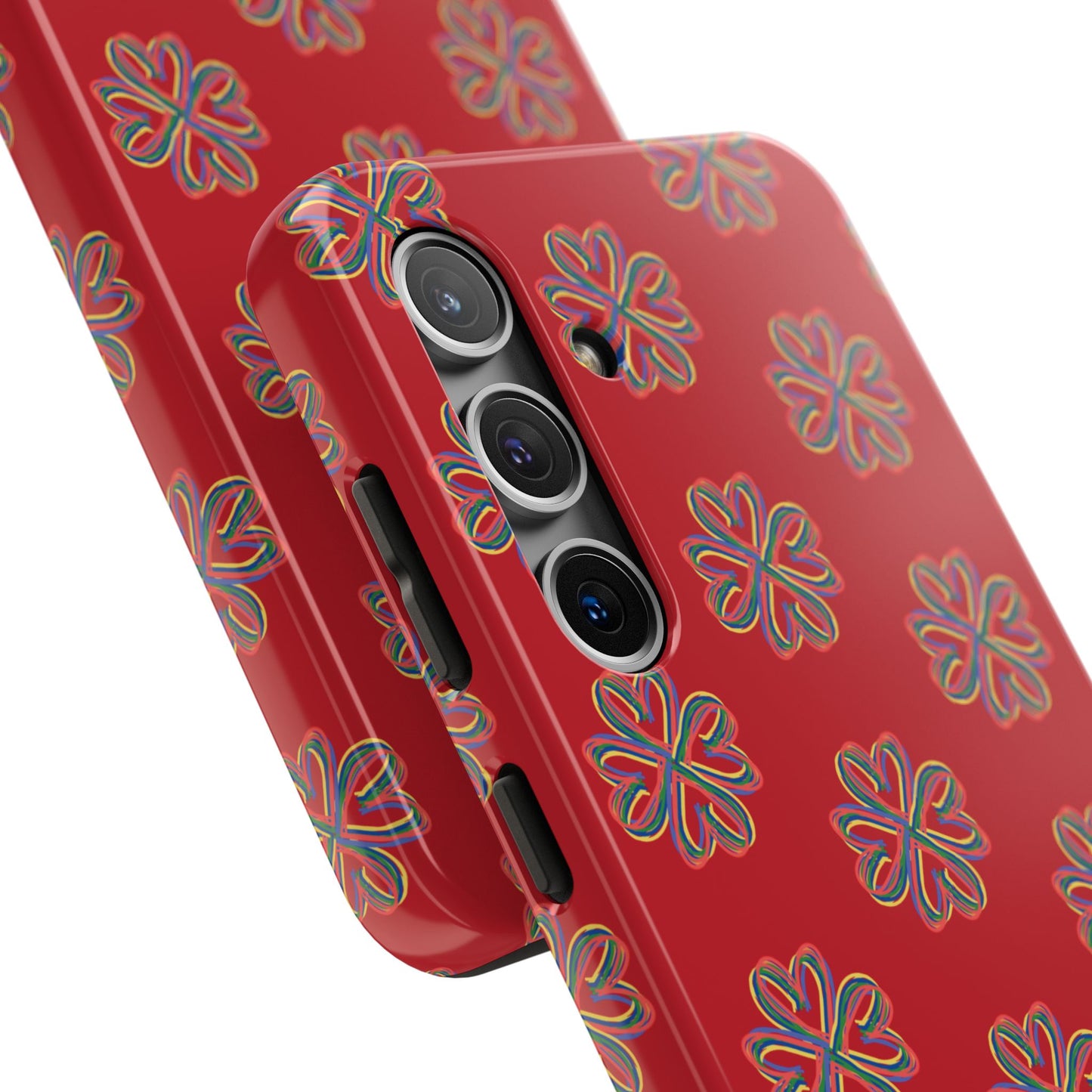 Floral Tough Phone Case, Red Phone Cover, Protective Tech Accessory, Botanical Phone Shell, Gift for Gardeners, Colorful, Wireless Charging