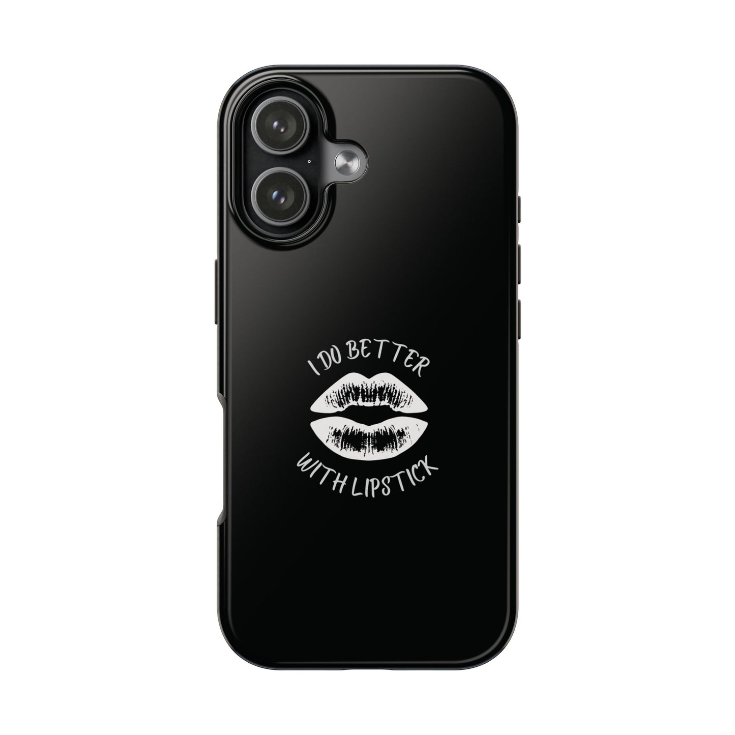 Glamorous Lipstick Tough Phone Cases - Empowered Gifts, Sassy Wireless Charging Cover, Fun Lips Samsung & iPhone Cases, Black Design
