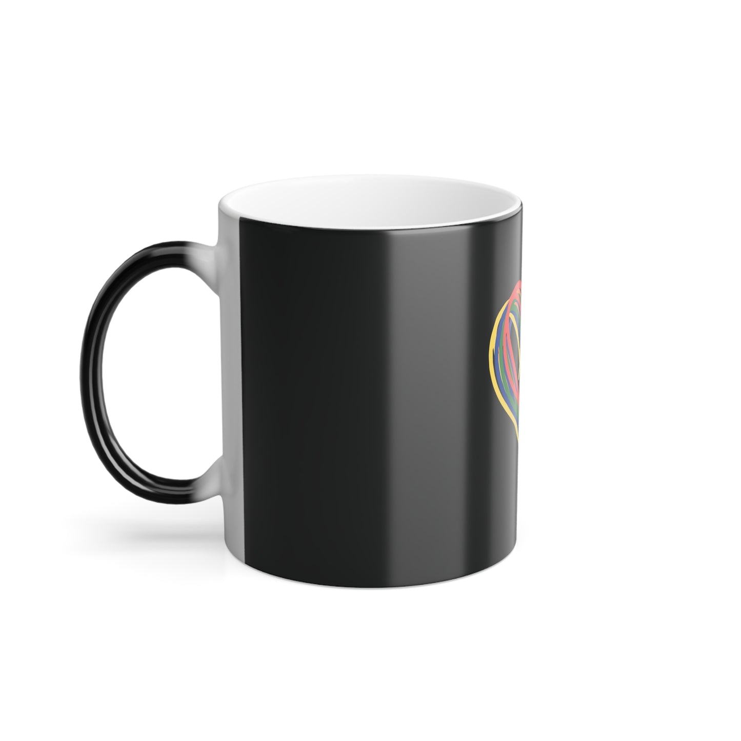 Rainbow Hearts Color Morphing Mug 11oz - Heat Reactive Ceramic Coffee Cup for Love, Family, and Pride