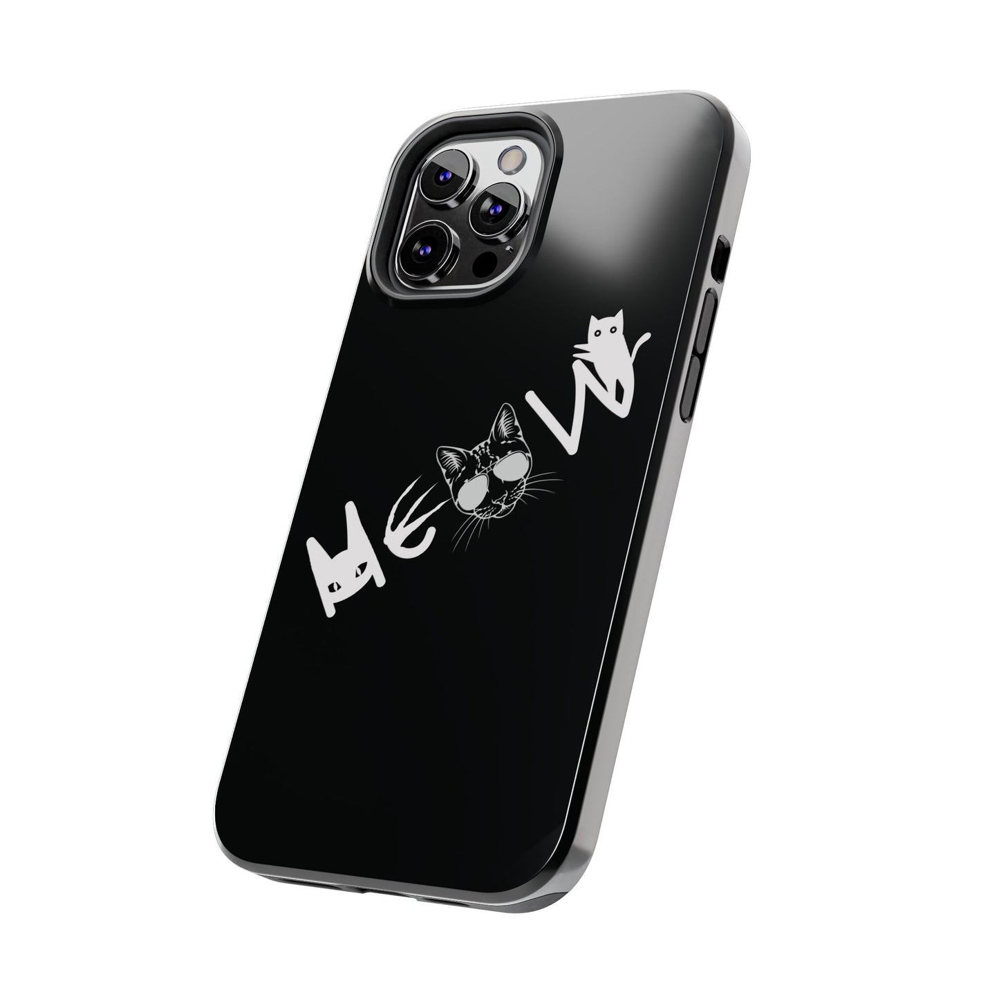 Meow Tough Phone Cases, iPhone & Samsung cases, wireless charging, cats, sassy, kitty, gender neutral, gifts, Halloween, birthday, Christmas