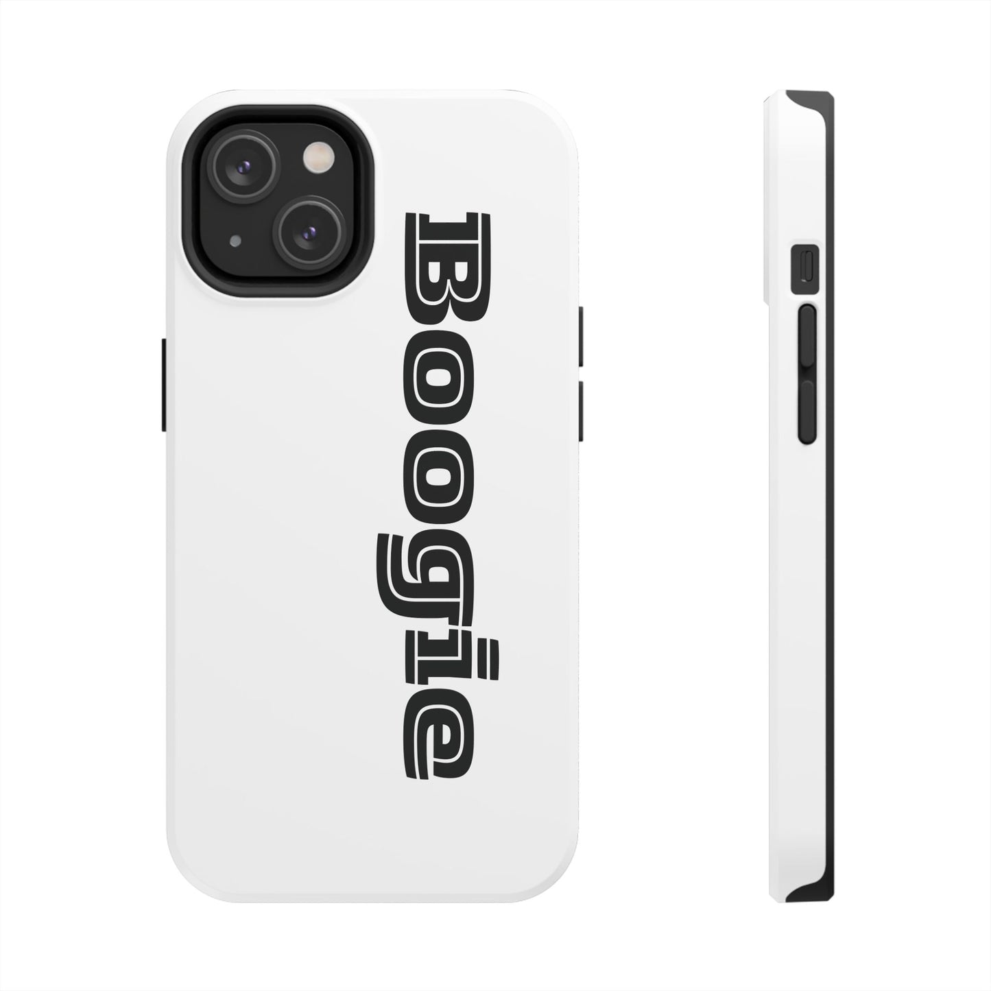 Boogie White Tough Phone Cases, iPhone Samsung cases, wireless charging, gender neutral women men friends kids teens gift birthday Christmas