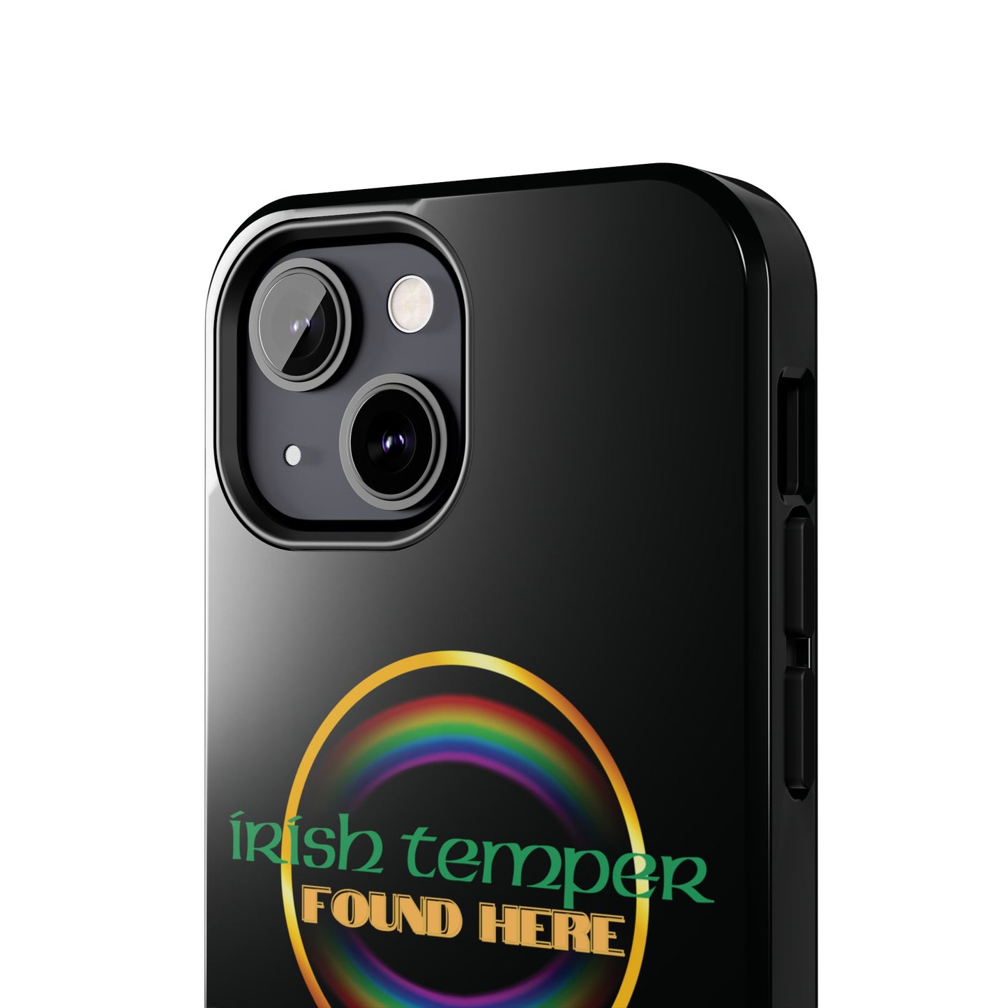 Irish Temper Found Here Black Tough Phone Cases, iPhone & Samsung cases, wireless charging, gifts, St Patricks Day, Birthday, Christmas