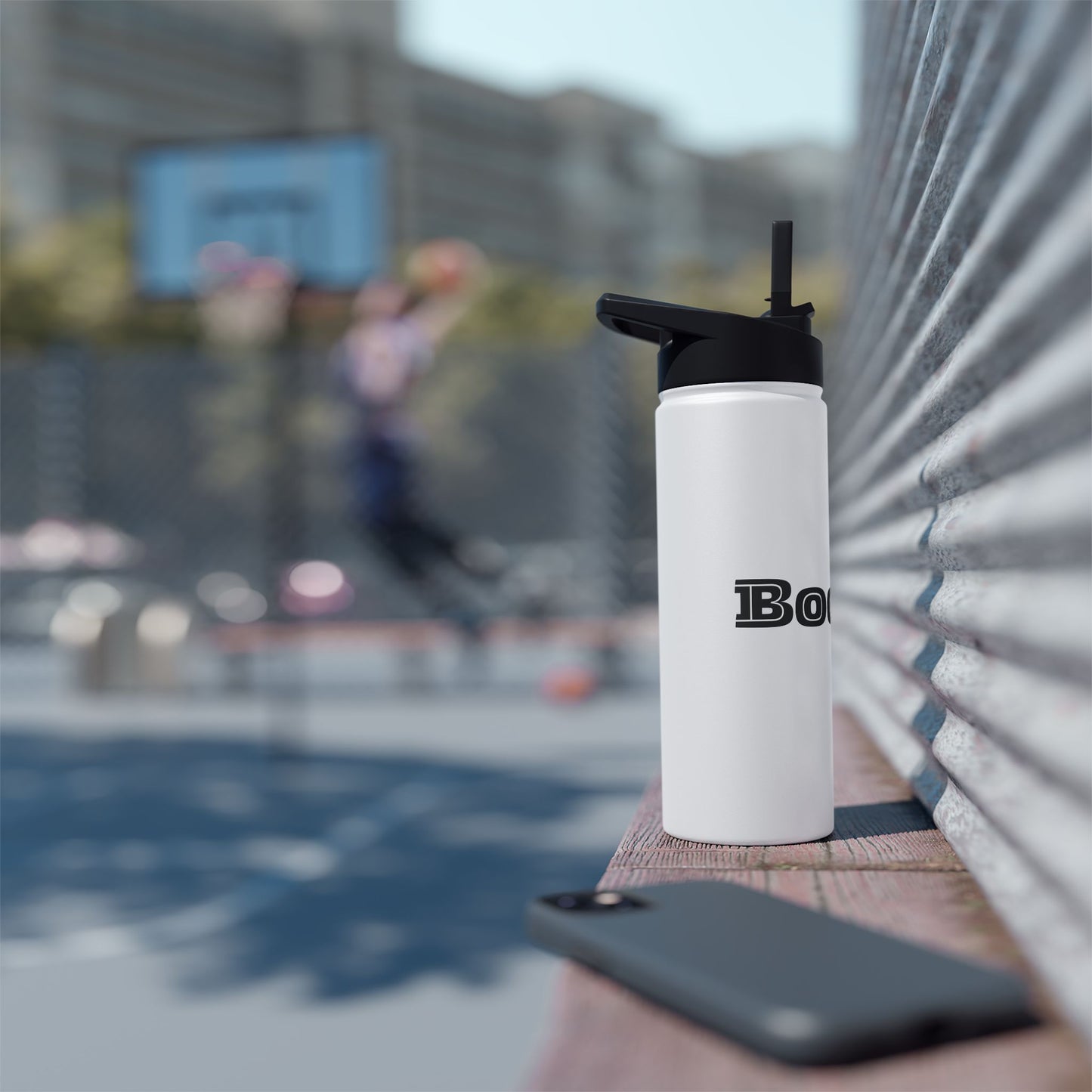 Boogie White Stainless Steel Water Bottle, Gender Neutral, Gift, Exercise Run Workout, Eco BPA-free, Women Men Teens Gift Birthday Christmas