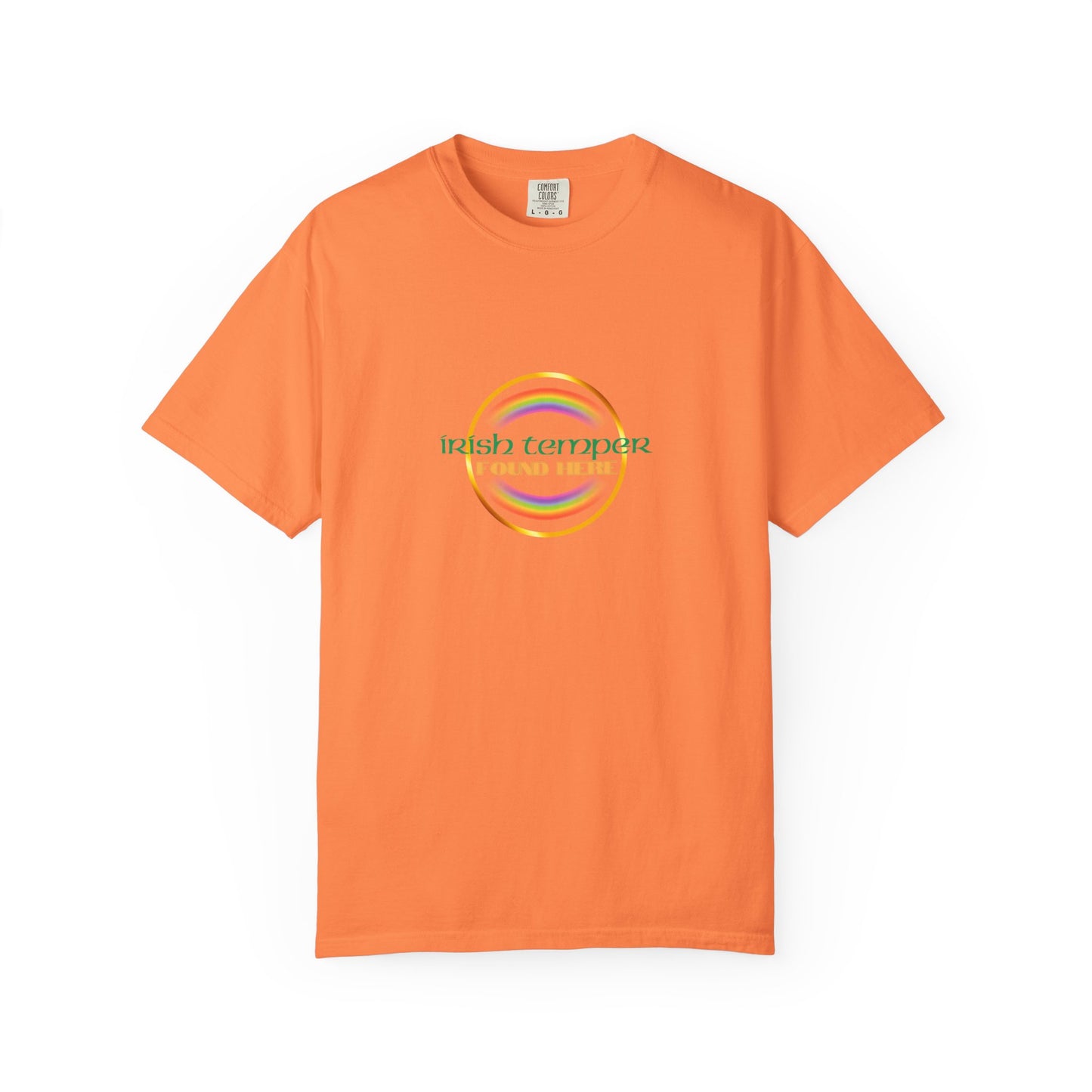 Irish Temper Found Here Unisex Garment-Dyed T-shirt, rainbow, fun, gender neutral, casual, relaxed, soft, preshrunk cotton, St Patricks Day