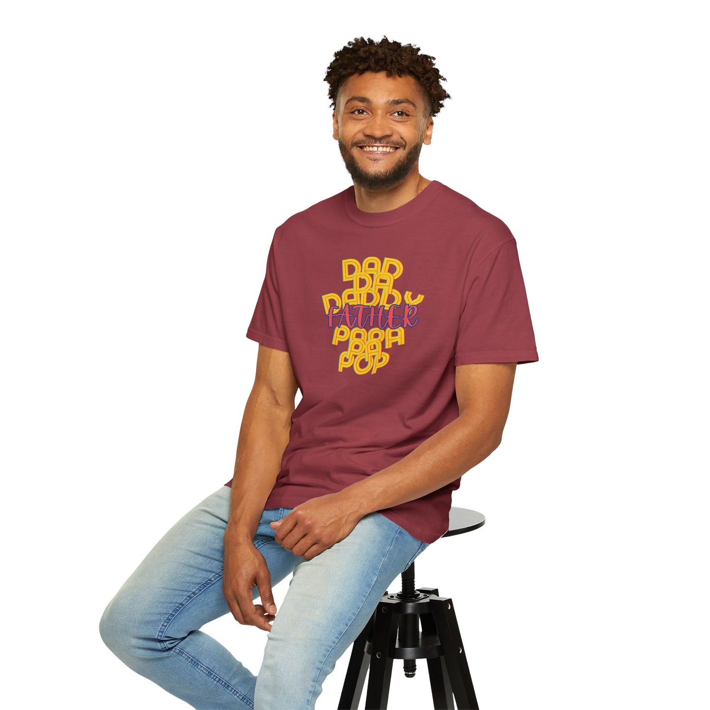 Father Unisex Garment-Dyed T-shirt - Dad Da Daddy Pop Pa Papa - Fathers Day Gifts - Comfy Soft Preshrunk Tee