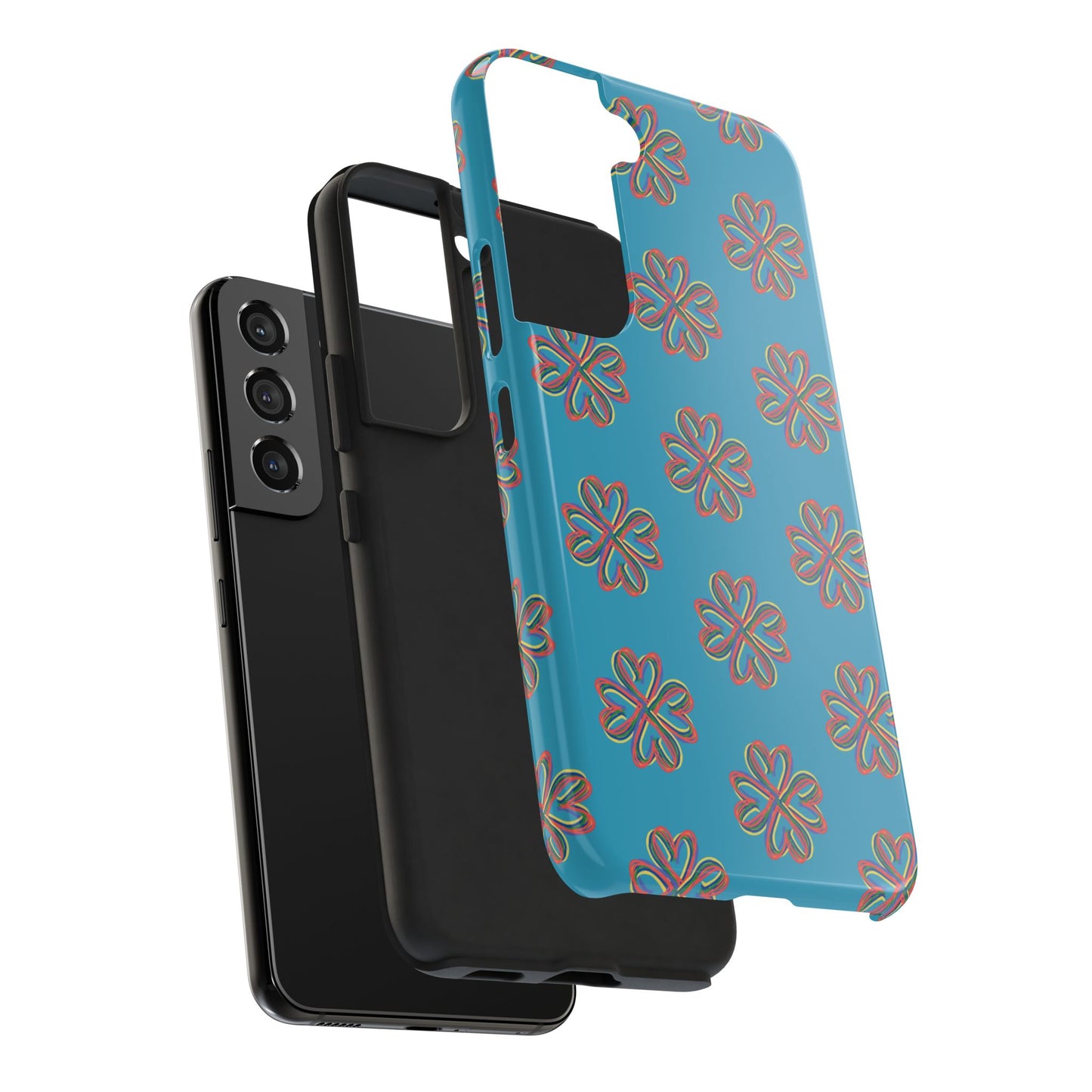 Floral Tough Phone Case, Colorful Turquoise Case, Hard Cover, iPhone Samsung Galaxy Google Pixel, Botanical Print Phone, Wireless Charging