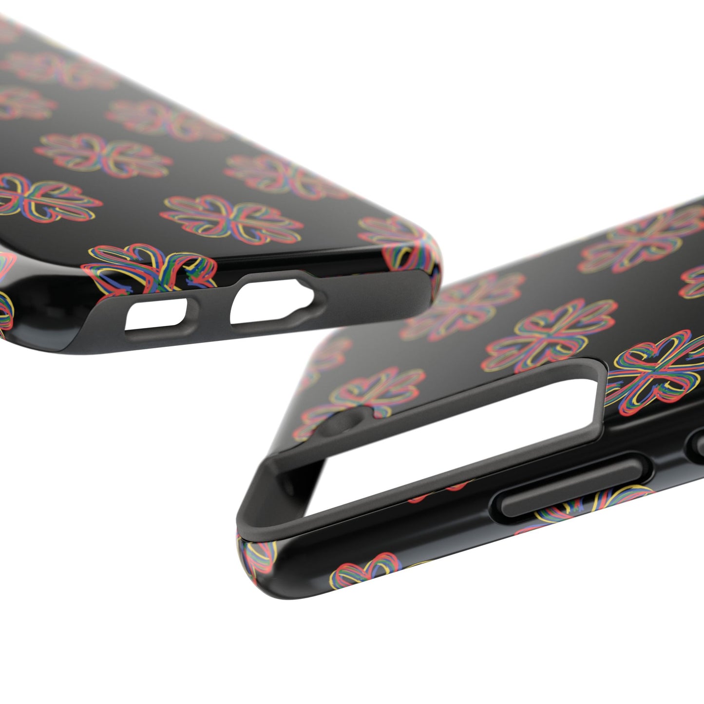 Tough Phone Cases, Floral Phone Cover, Protective Floral Case, Colorful Phone Shell, Black Phone Case, Wireless Charging