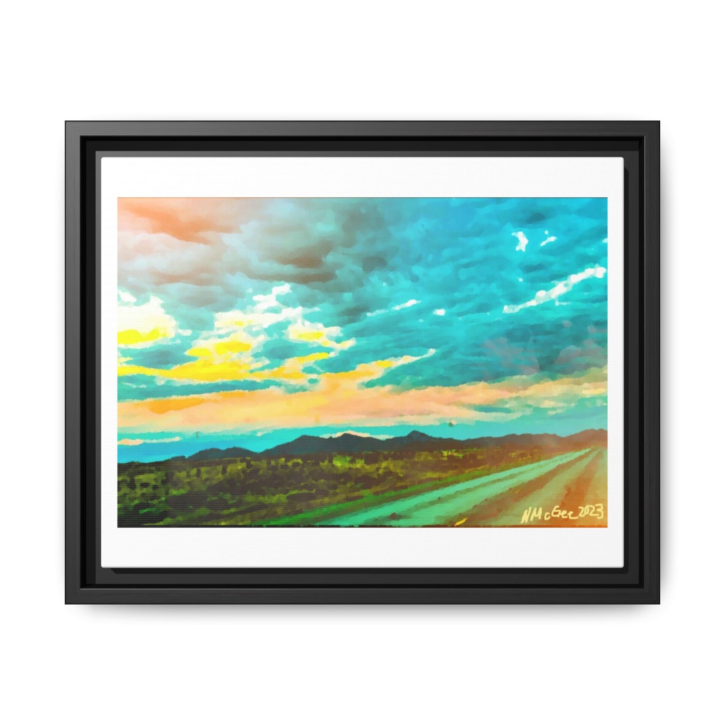 Black Frame Wyoming Landscape, Nature, America, Western, Artwork, Wall Art, Matte Print, Mountains, Gift, Sky, Colorful, Clouds, Sunset, Eco
