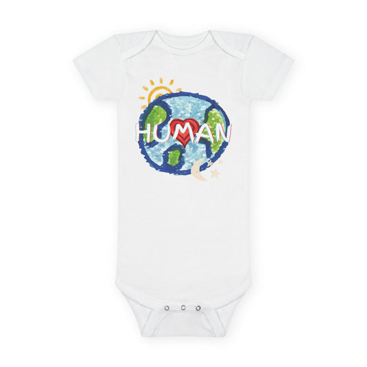 HUMAN Onesie® Organic Baby Bodysuit, Whole World, Sun, Moon & Stars, Heart, cotton, gender neutral, gift, boys, girls, birthday, Family PJs