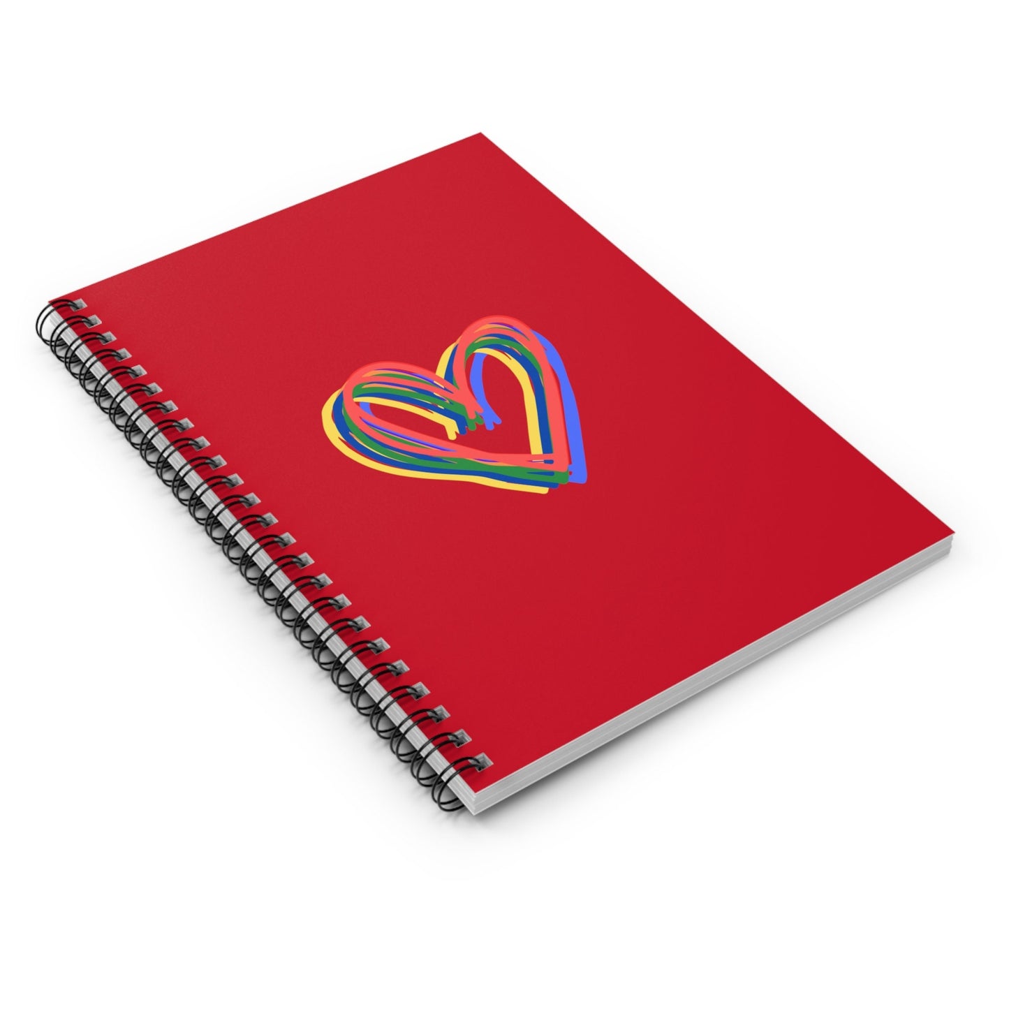 Rainbow Hearts Red Spiral Notebook - Ruled Line, Love, gender neutral, journal, pride, paper, writing, gift, teens, adults, kids, friends