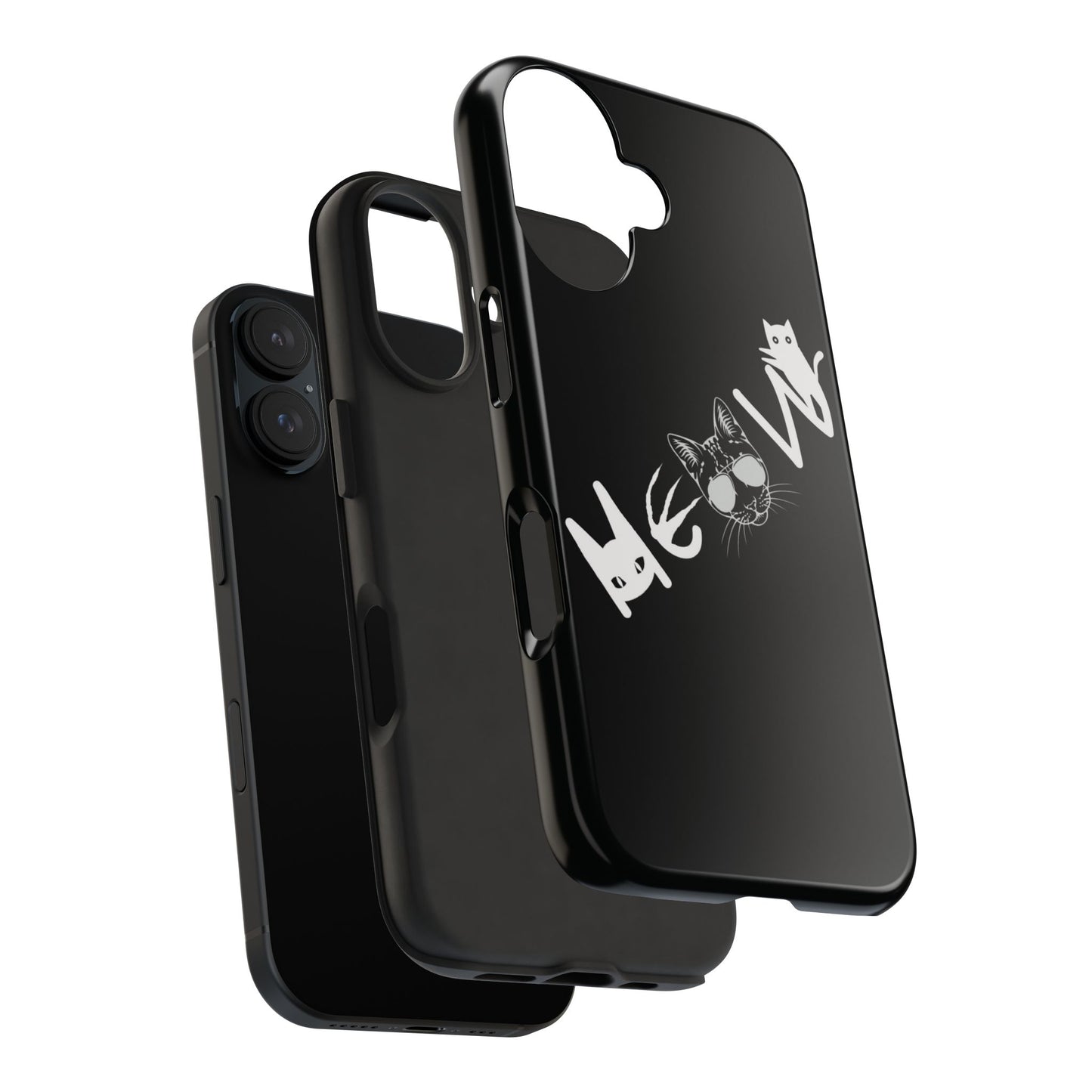 Meow Tough Phone Cases, iPhone & Samsung cases, wireless charging, cats, sassy, kitty, gender neutral, gifts, Halloween, birthday, Christmas