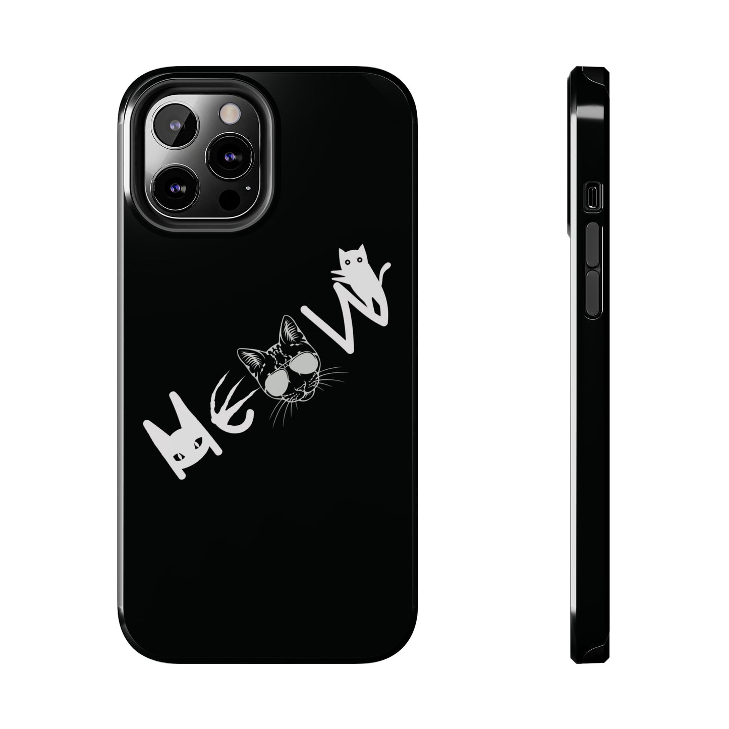 Meow Tough Phone Cases, iPhone & Samsung cases, wireless charging, cats, sassy, kitty, gender neutral, gifts, Halloween, birthday, Christmas