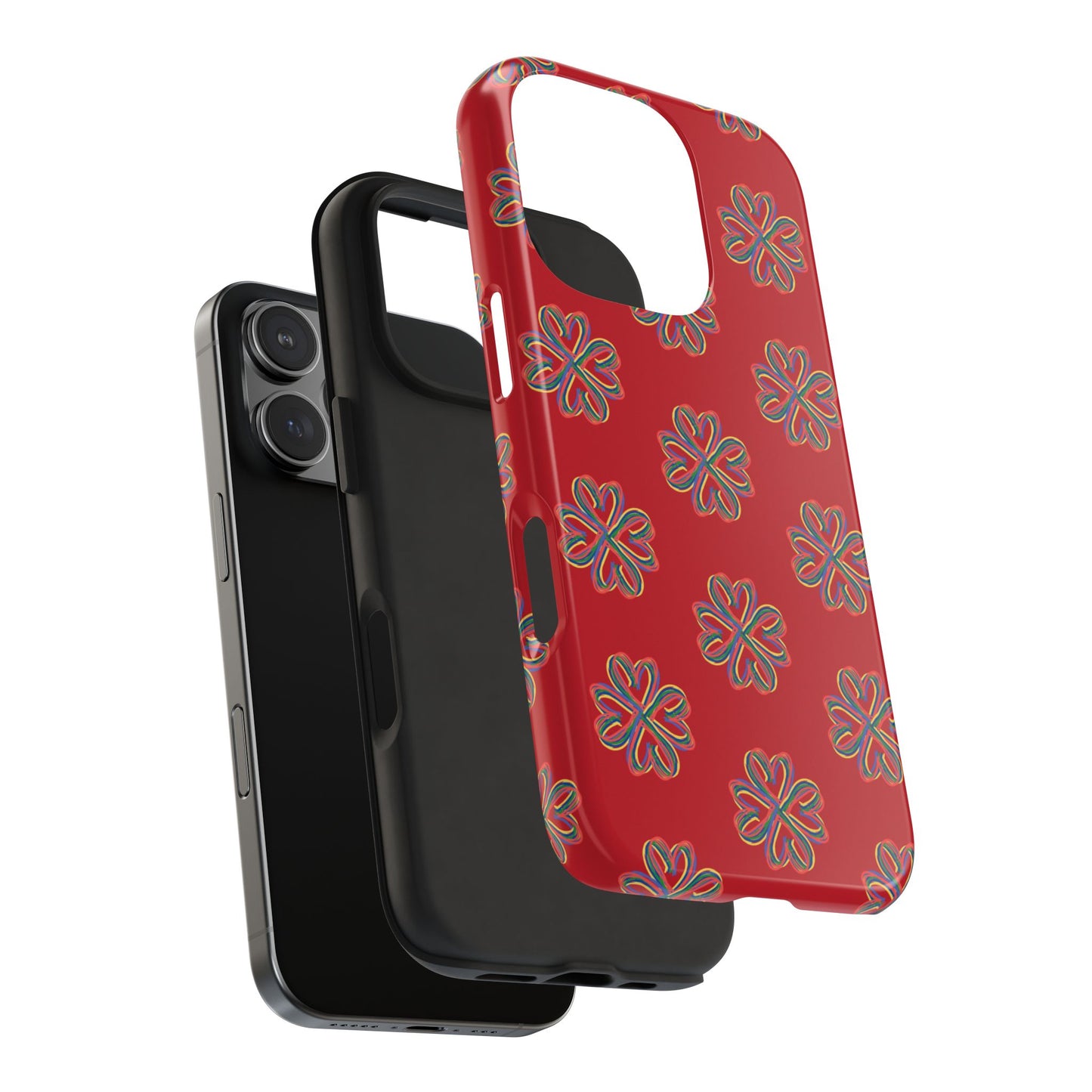 Floral Tough Phone Case, Red Phone Cover, Protective Tech Accessory, Botanical Phone Shell, Gift for Gardeners, Colorful, Wireless Charging
