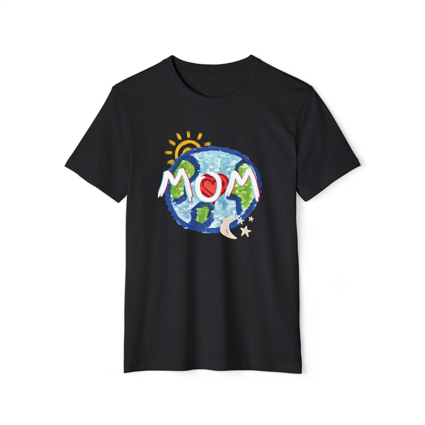 Mom Whole World Sun, Moon, Stars Heart Unisex Recycled Organic T-Shirt, Eco-Friendly Tee, Family Gift, Celestial Shirt