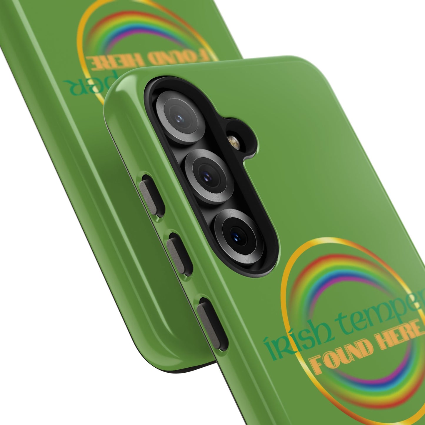 Green Irish Temper Found Here Tough Phone Cases, iPhone & Samsung cases, wireless charging, gifts, St Patricks Day, Birthday, Christmas