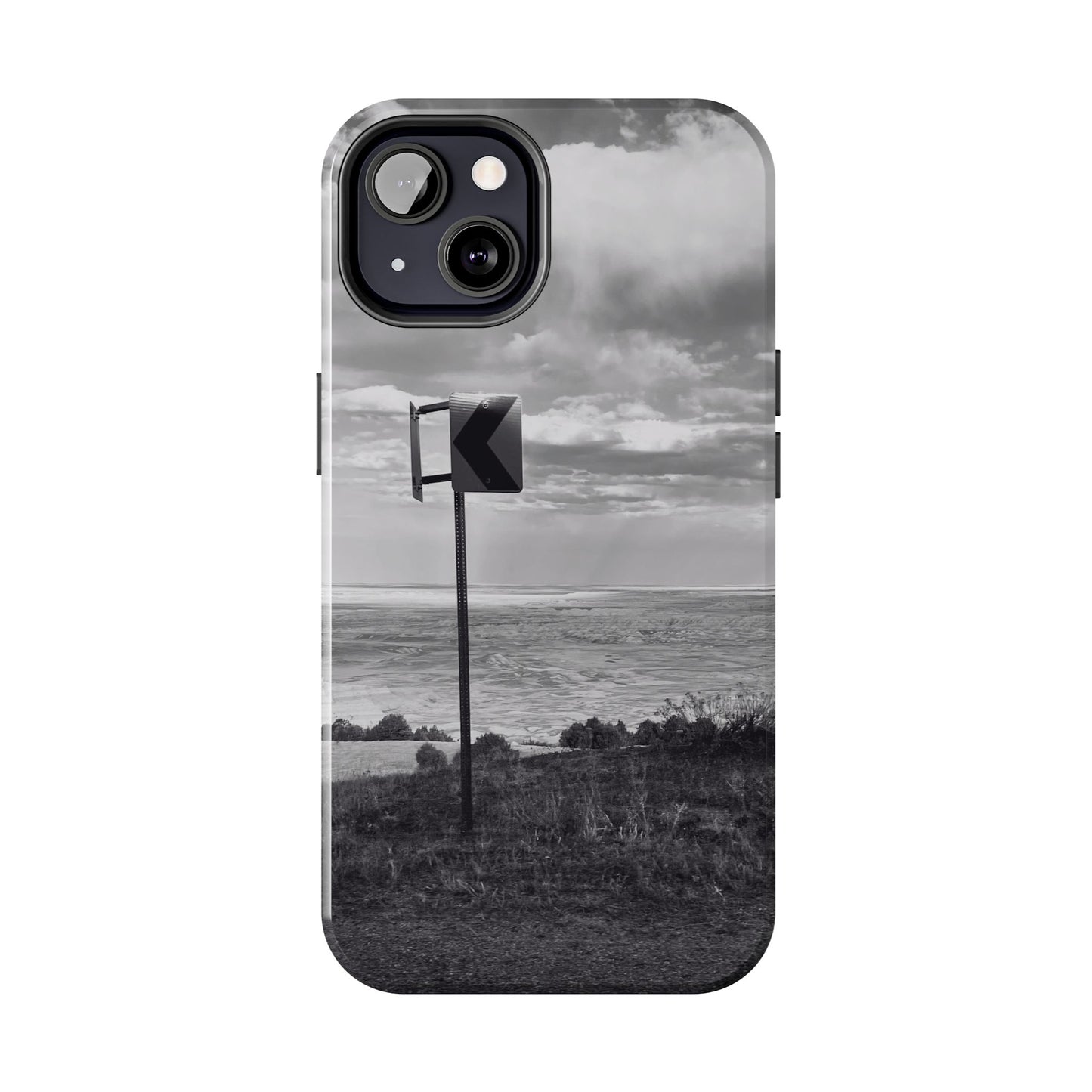 Road Sign Tough Phone Cases, iPhone & Samsung cases, wireless charging, black and white photo, nature, original art, gift birthday Christmas