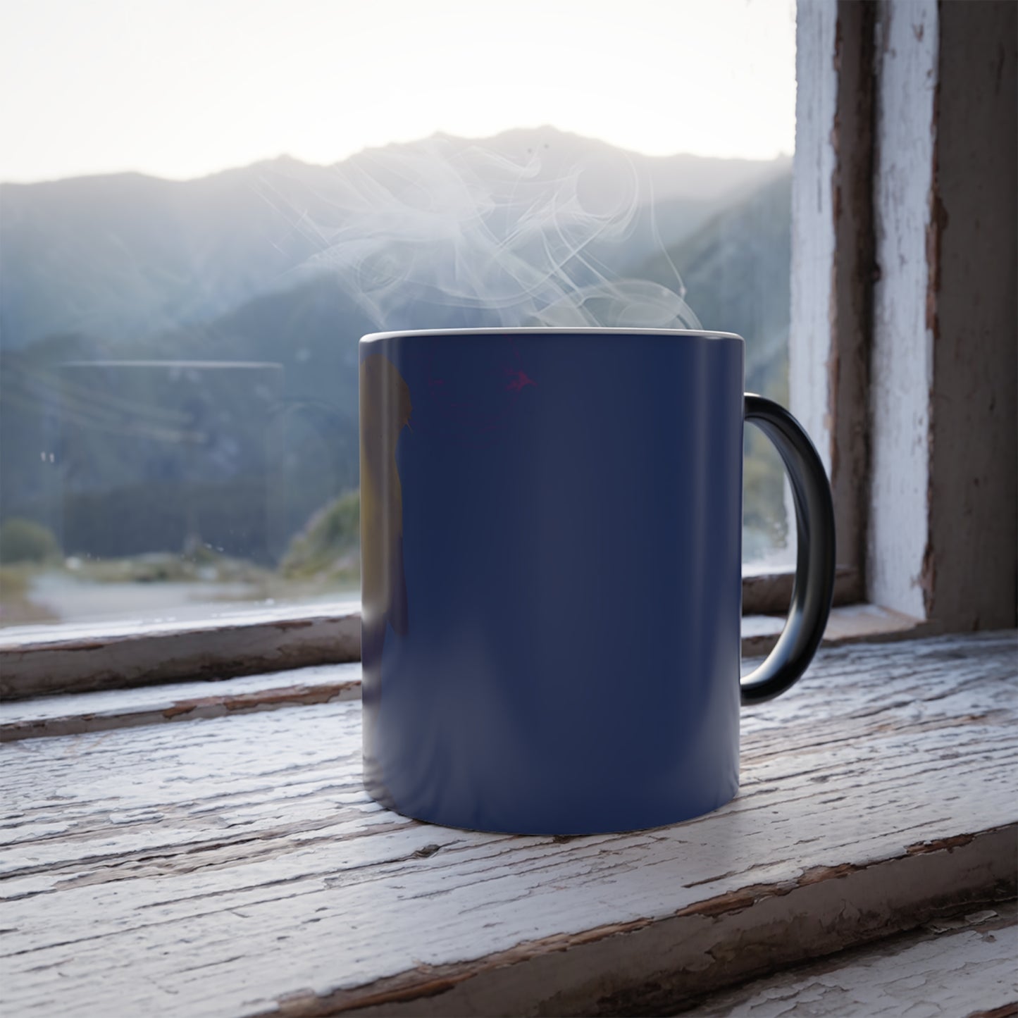 Rabbit Moon Blue Color Morphing Mug 11oz - Heat Reactive Ceramic Coffee Tea Cup