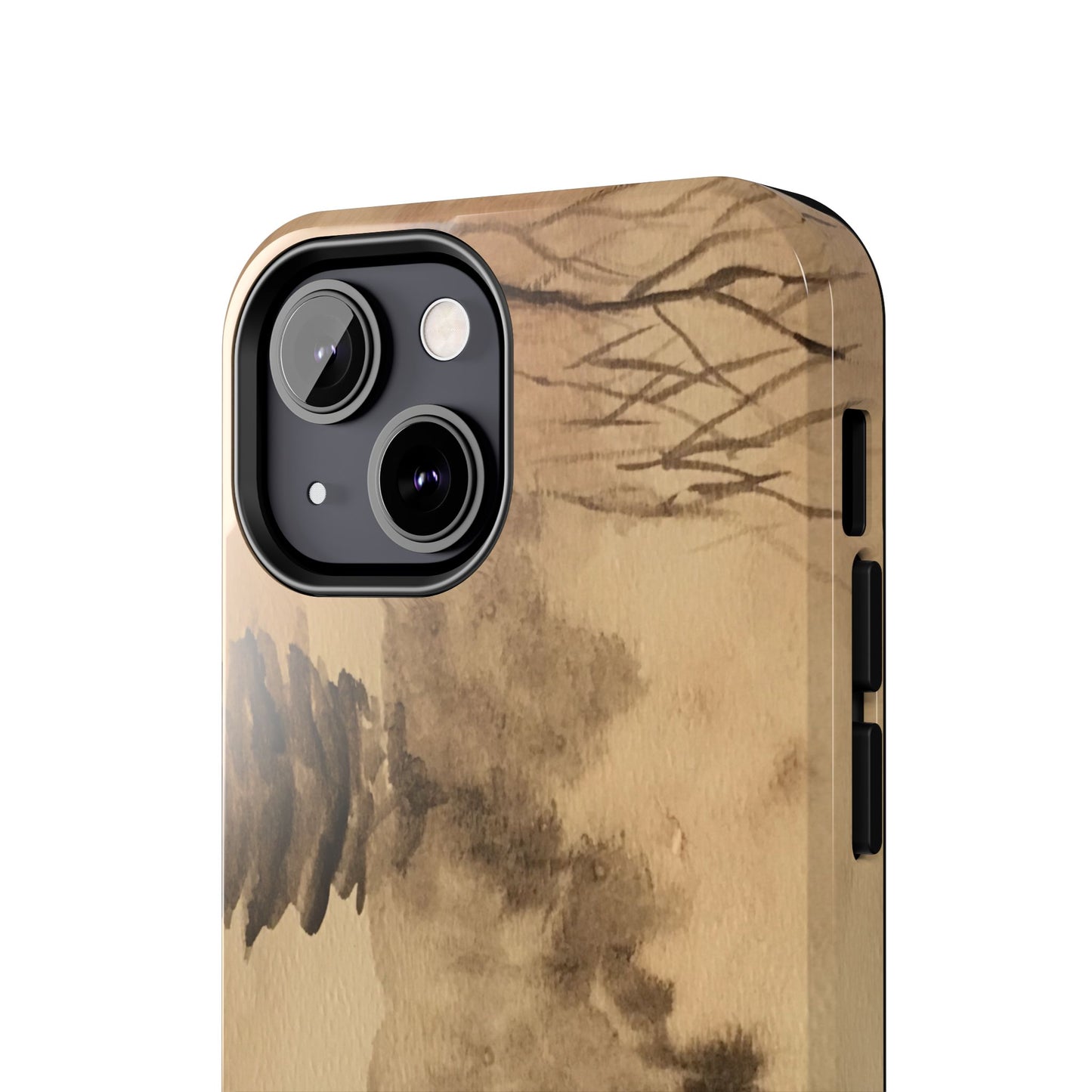 Winter Scene Tough Phone Cases, iPhone & Samsung cases, wireless charging, pine trees, snow, original watercolor artwork, gifts, Christmas
