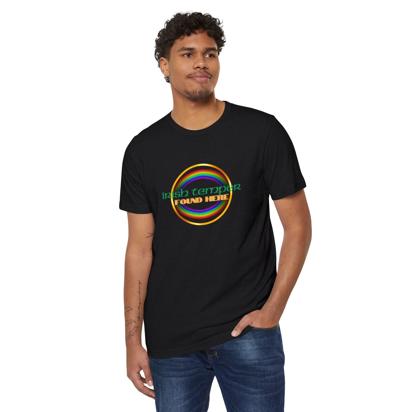 Irish Temper Recycled T-Shirt, St. Patrick's Day Tee, Eco-Friendly Unisex Top, Sustainable Clothing, Rainbow Apparel