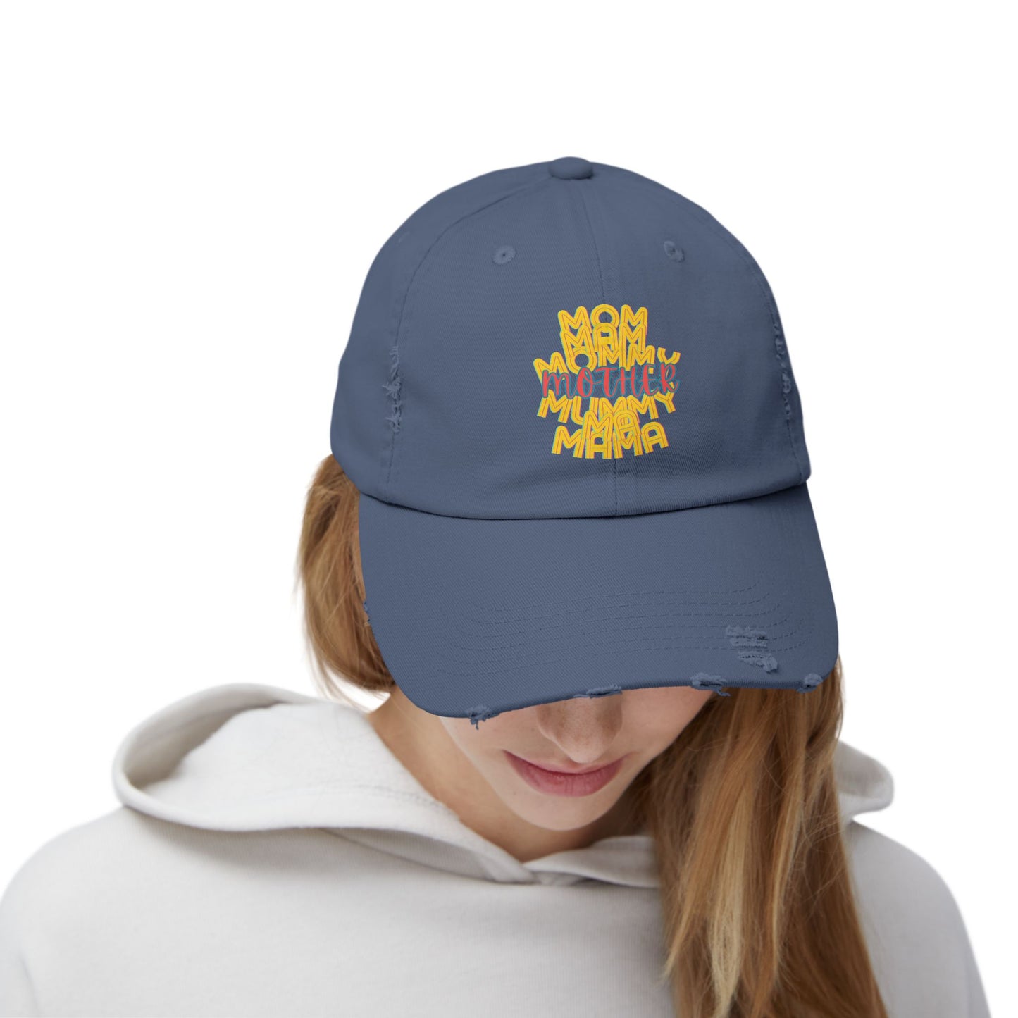 Mother Unisex Distressed Cap, Mom Mam Mommy Mummy Ma Mama, Mothers Day, Gift, Hats, Cotton Twill, Adjustable, Gifts for Women