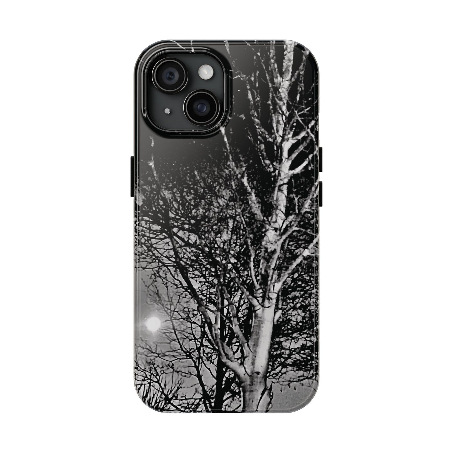 Worm Moon Night Trees Tough Phone Cases, iPhone & Samsung cases, wireless charging, trees, nature, spooky, original photo, gifts, Halloween