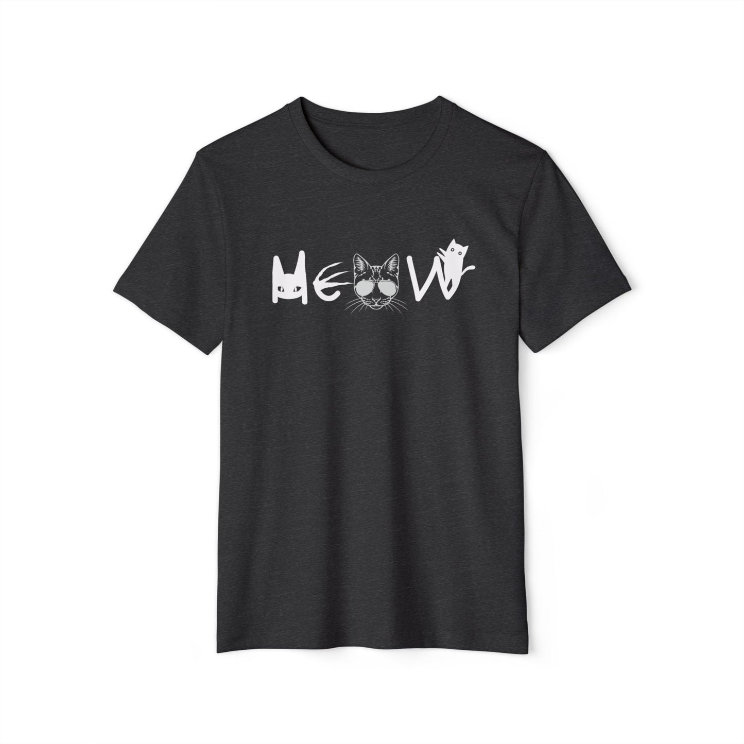 Meow Cats Recycled T-Shirt, Unisex Cat Lover Tee, Eco-Friendly Clothing, Animal Print Shirt, Sustainable Fashion Gift