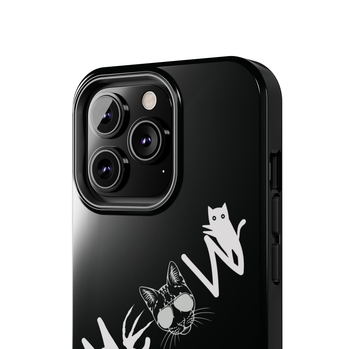 Meow Tough Phone Cases, iPhone & Samsung cases, wireless charging, cats, sassy, kitty, gender neutral, gifts, Halloween, birthday, Christmas