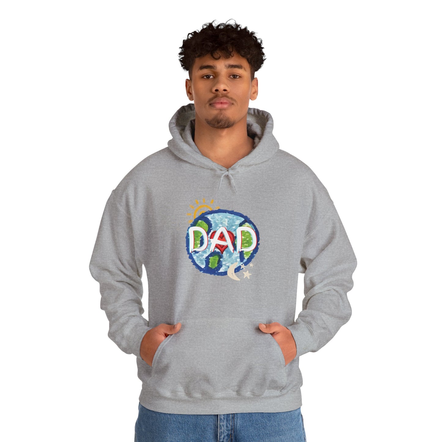 DAD Hooded Sweatshirt - Whole World Sun Moon & Stars Heart Love Fathers Day Gift for Men