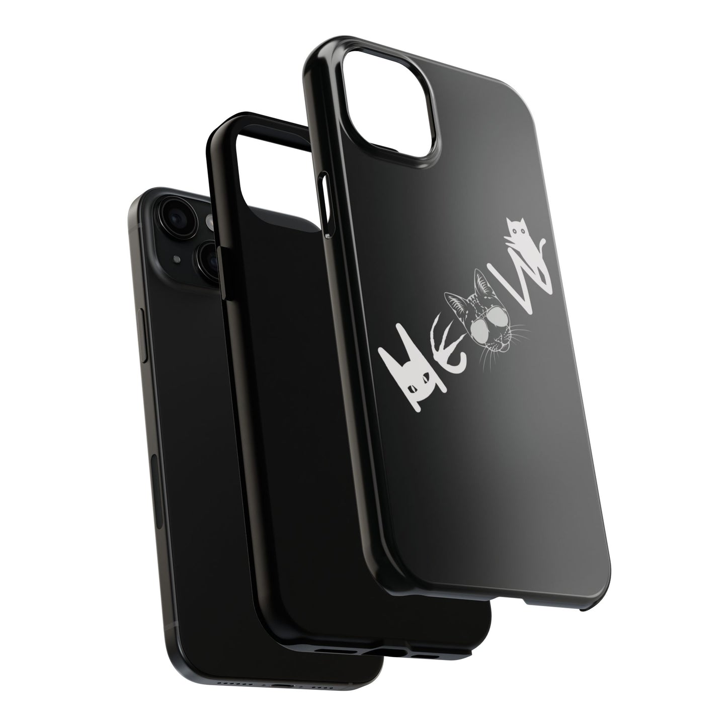 Meow Tough Phone Cases, iPhone & Samsung cases, wireless charging, cats, sassy, kitty, gender neutral, gifts, Halloween, birthday, Christmas