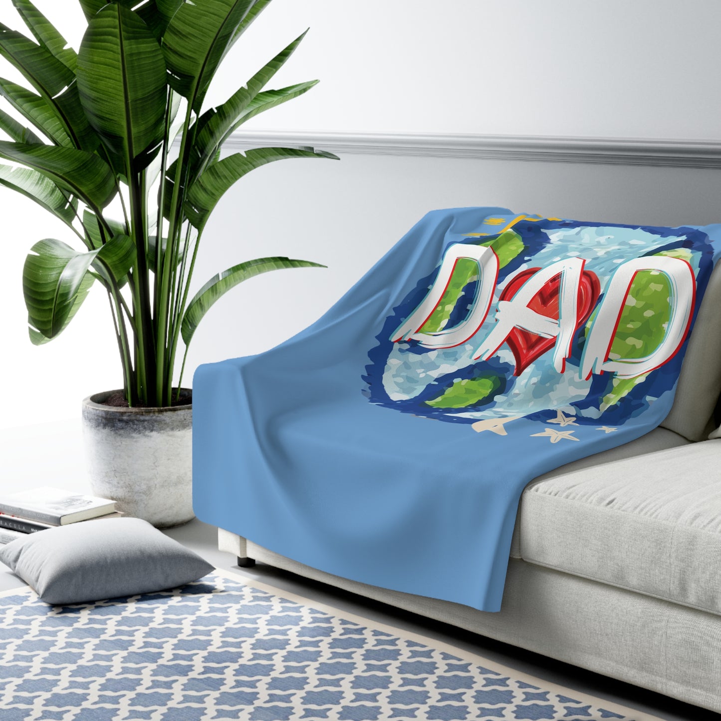 DAD Sherpa Fleece Blanket, Whole World, Sun, Moon & Stars, Heart, Love, Fathers Day, Gifts for Men, Comfy, Soft, Home, Throw, 50x60 60x80