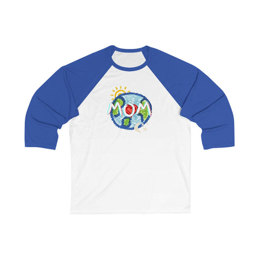 Mom Unisex 3\4 Sleeve Baseball Tee, whole world, sun, moon, stars, family, matching sets, gender neutral, gifts for mom women men friends