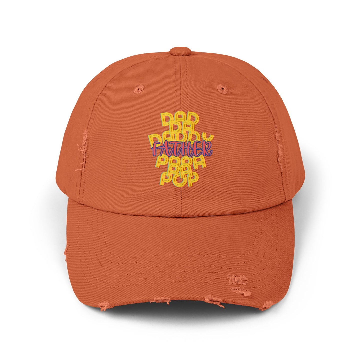 Father Unisex Distressed Cap, Dad Da Daddy Papa Pa Pop, Fathers Day, Gift, Hats, Cotton Twill, Adjustable, Gifts for Men
