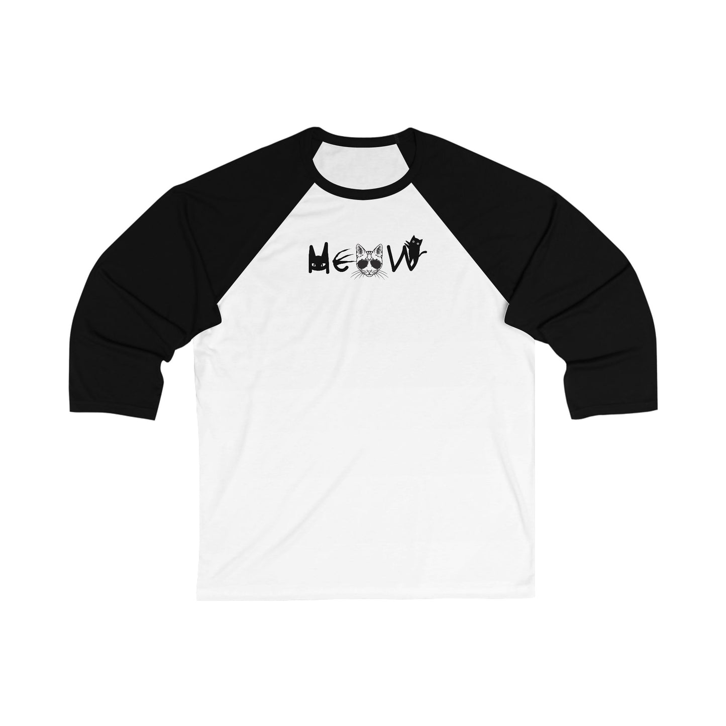 Meow Unisex 3\4 Sleeve Baseball Tee, cats, sassy, animals, election, cat lady, equality, gender neutral, gifts for women men teens friends