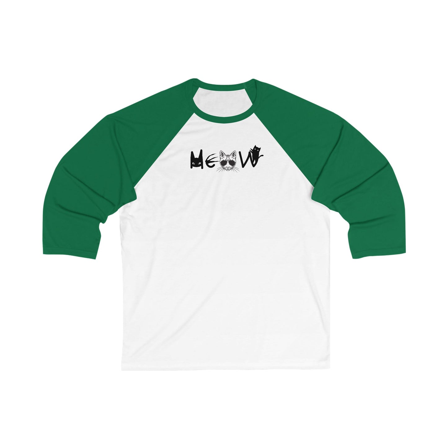 Meow Unisex 3\4 Sleeve Baseball Tee, cats, sassy, animals, election, cat lady, equality, gender neutral, gifts for women men teens friends