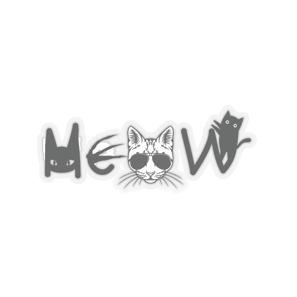 Cat Meow Black Kiss-Cut Stickers - Cat Lover Gift, Cute Kitty Decal, Pet Owner Present, Animal Lover Sticker, Laptop Decal