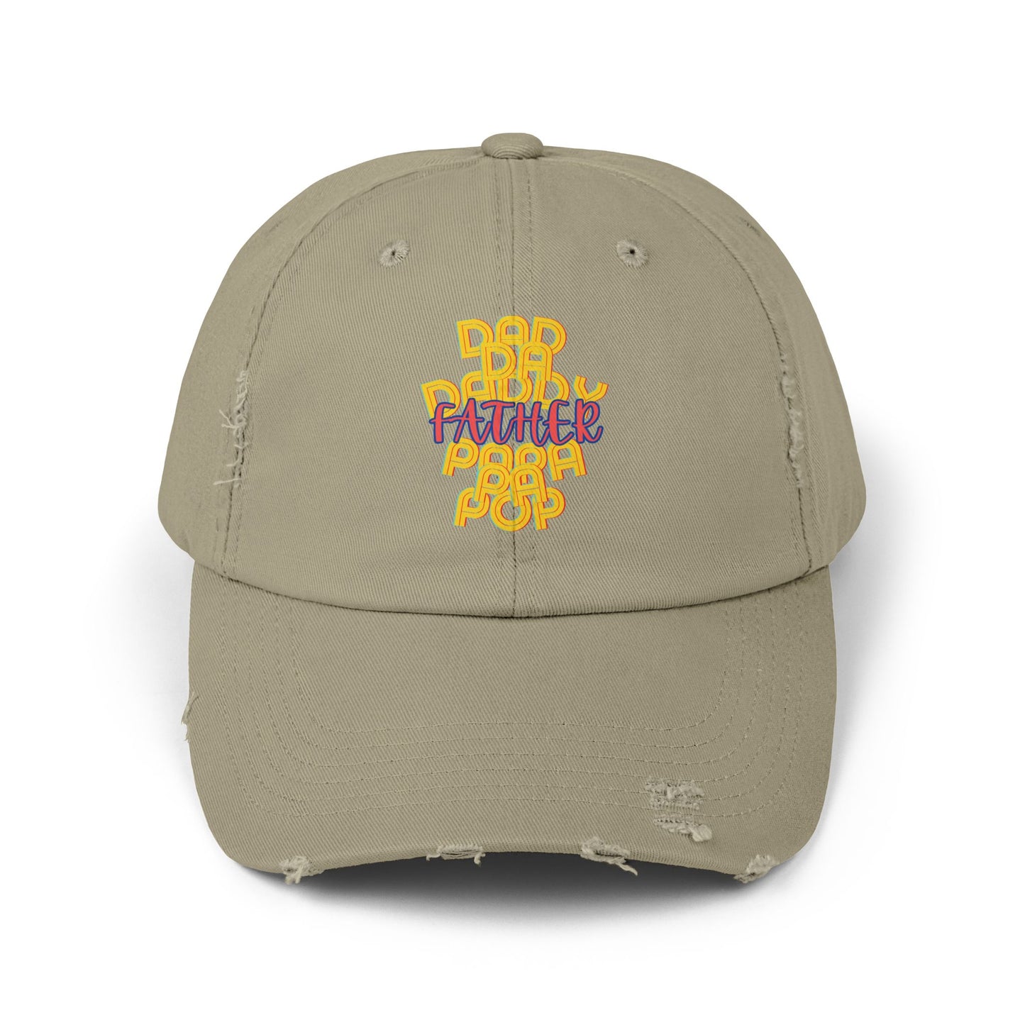 Father Unisex Distressed Cap, Dad Da Daddy Papa Pa Pop, Fathers Day, Gift, Hats, Cotton Twill, Adjustable, Gifts for Men