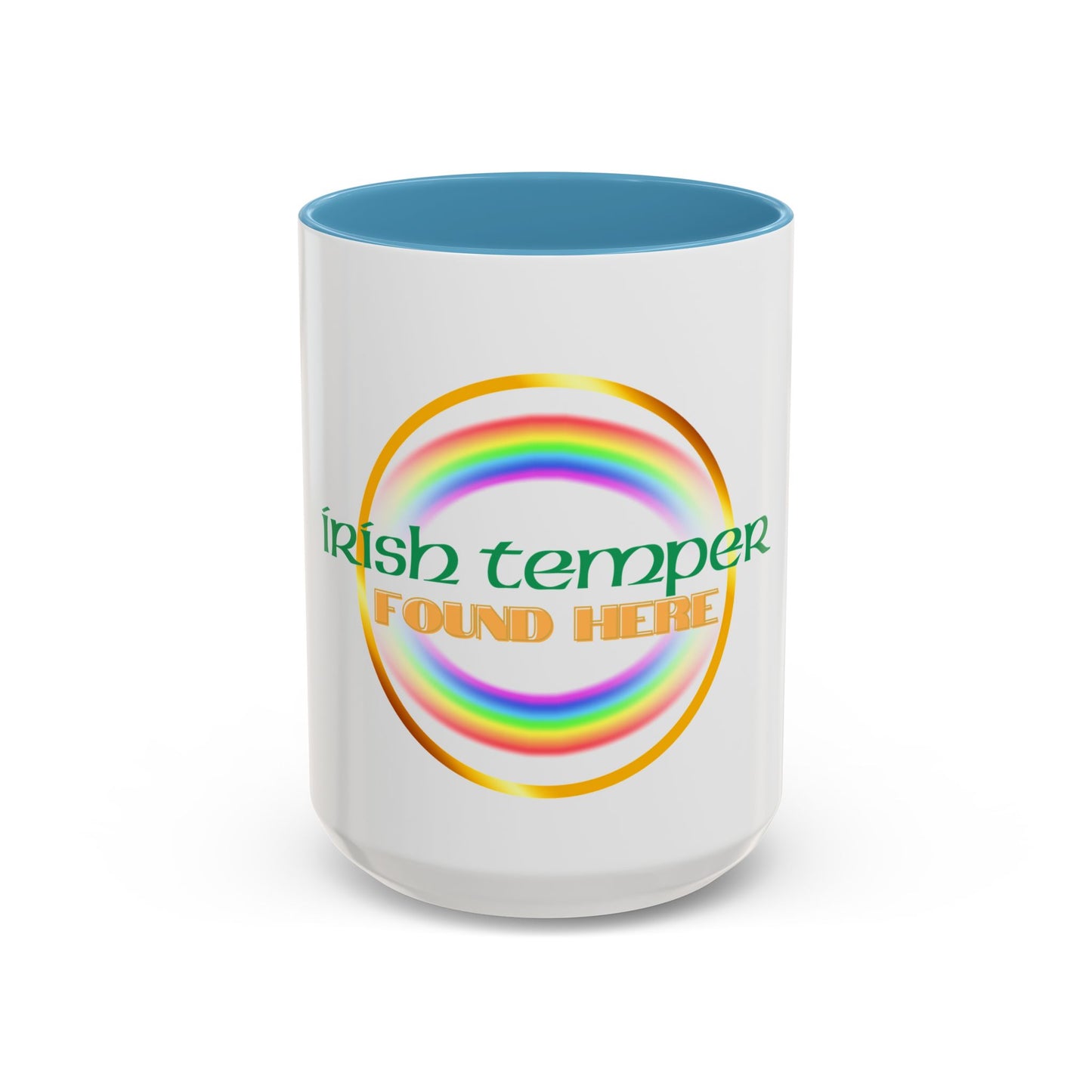 Coffee Mug - Irish Temper Found Here, Rainbow Design, BPA-Free Ceramic, St Patricks Gift