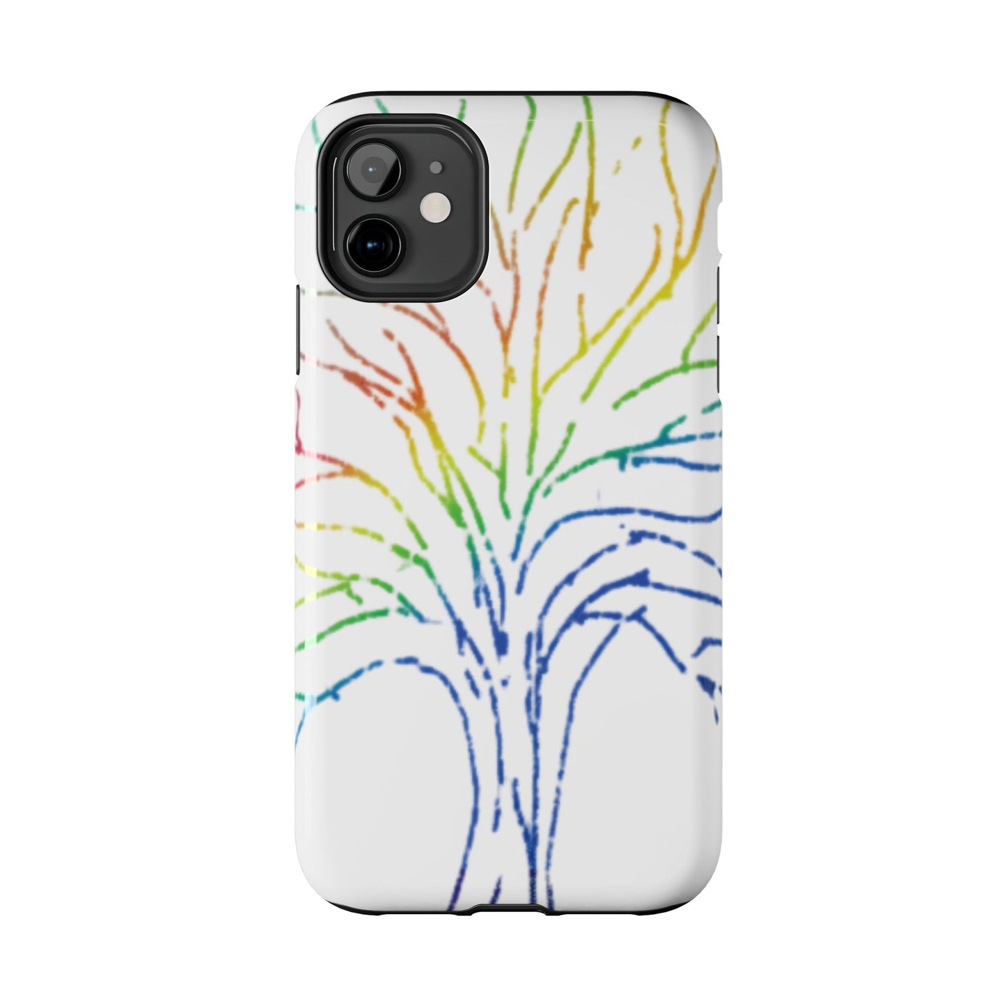 Rainbow Tree Tough Phone Cases - Colorful Nature Love Pride Gender Neutral Gifts for Friends, iPhone Samsung Wireless Charging Cover, LGBTQ+