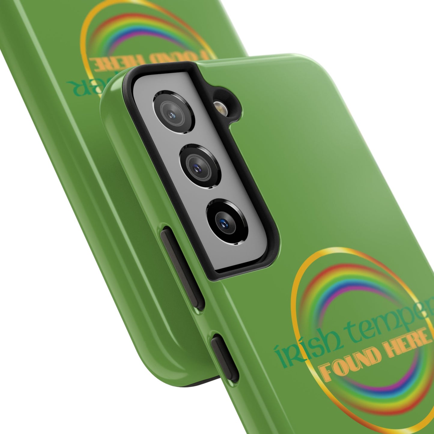 Green Irish Temper Found Here Tough Phone Cases, iPhone & Samsung cases, wireless charging, gifts, St Patricks Day, Birthday, Christmas