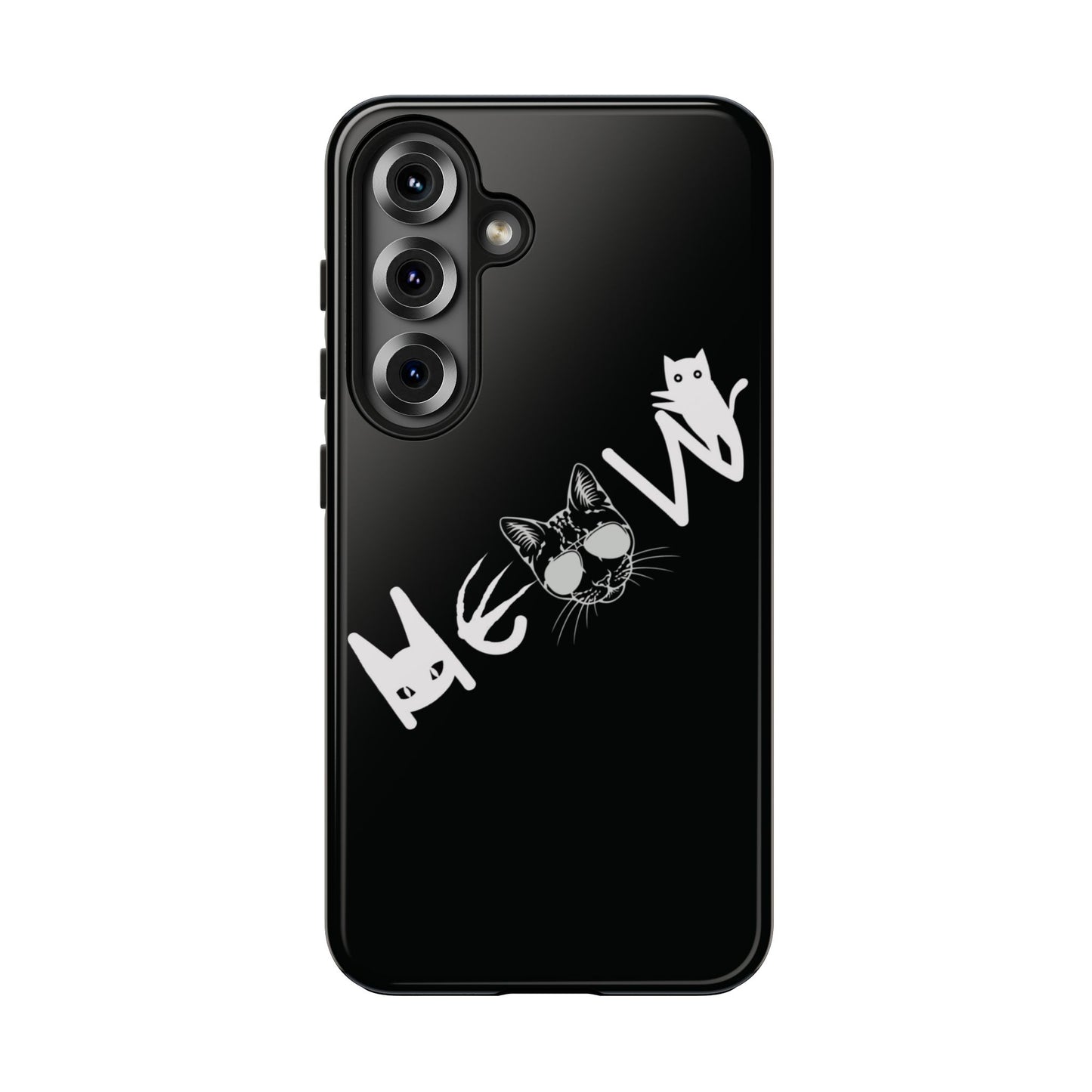 Meow Tough Phone Cases, iPhone & Samsung cases, wireless charging, cats, sassy, kitty, gender neutral, gifts, Halloween, birthday, Christmas