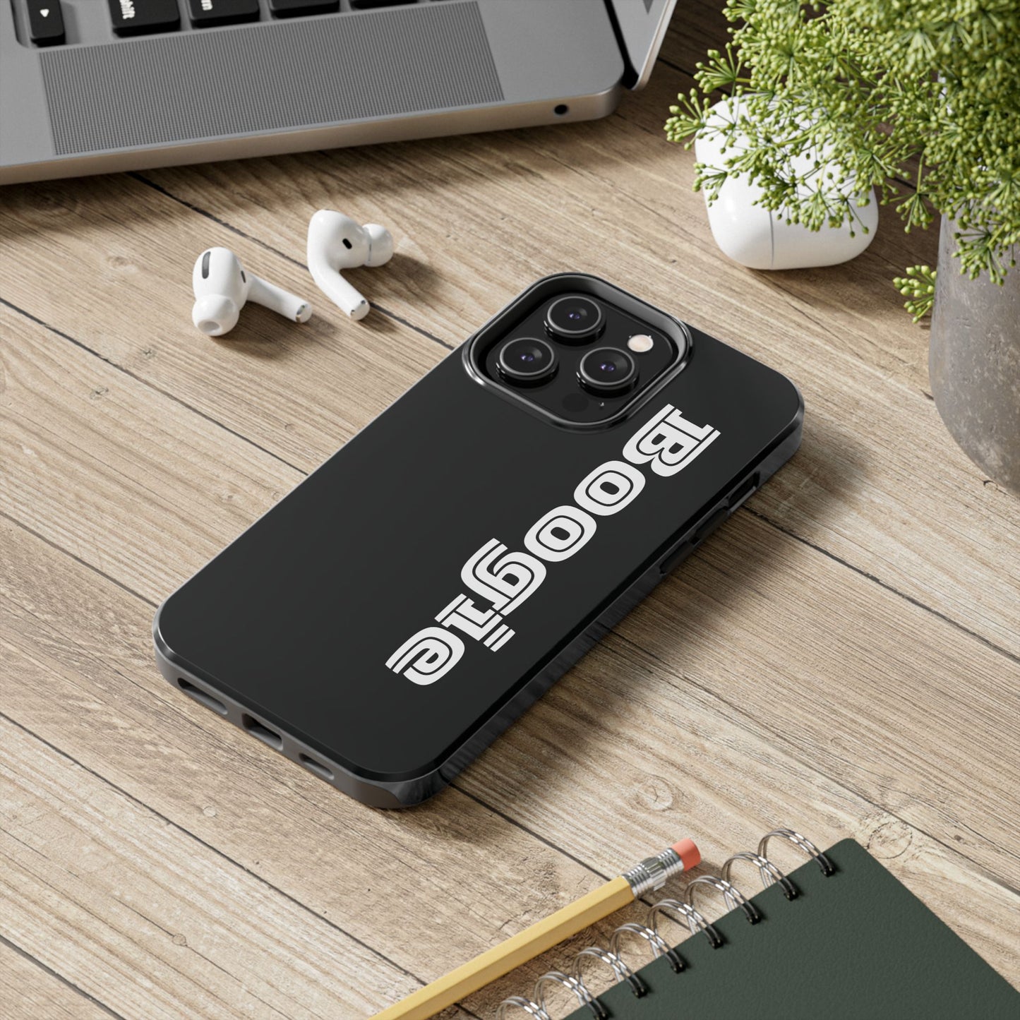 Boogie Black Tough Phone Cases, iPhone Samsung cases, wireless charging, gender neutral women men friends kids teens gift birthday Christmas