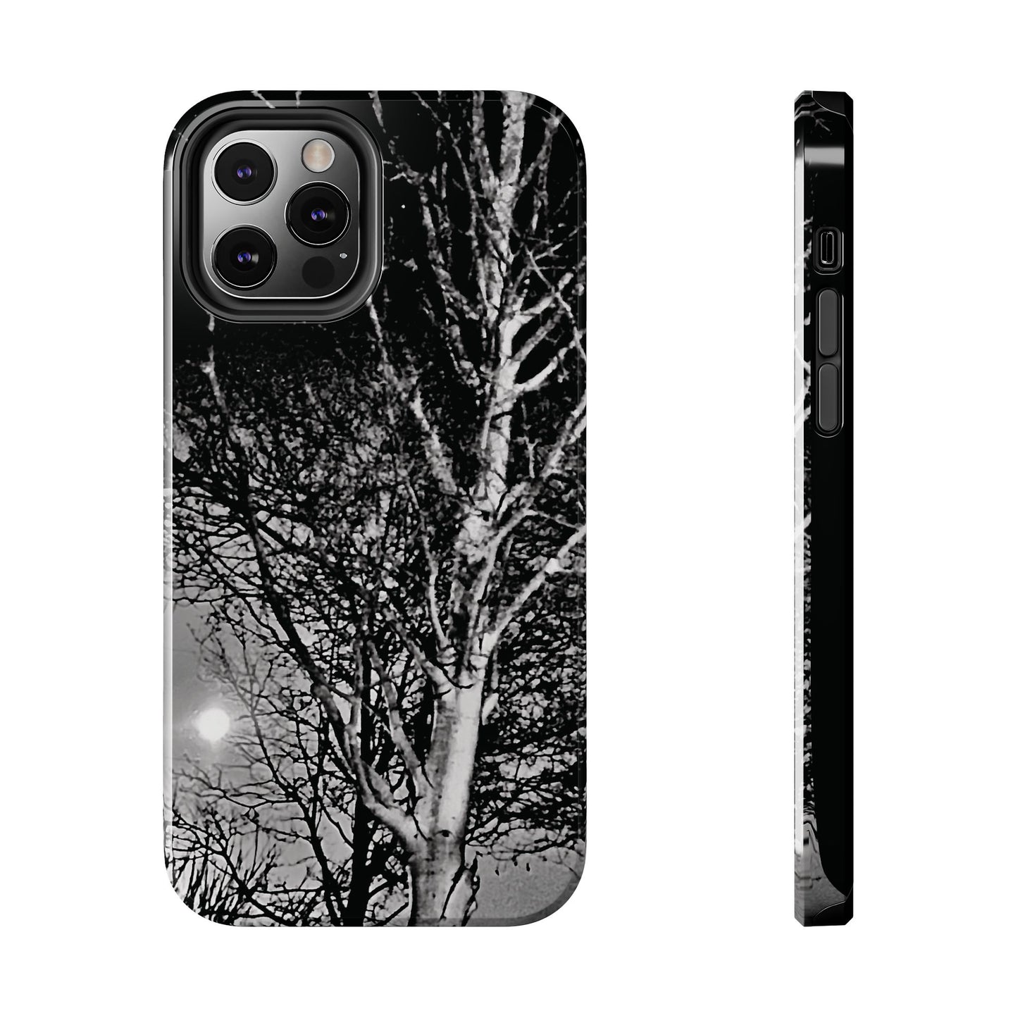 Worm Moon Night Trees Tough Phone Cases, iPhone & Samsung cases, wireless charging, trees, nature, spooky, original photo, gifts, Halloween