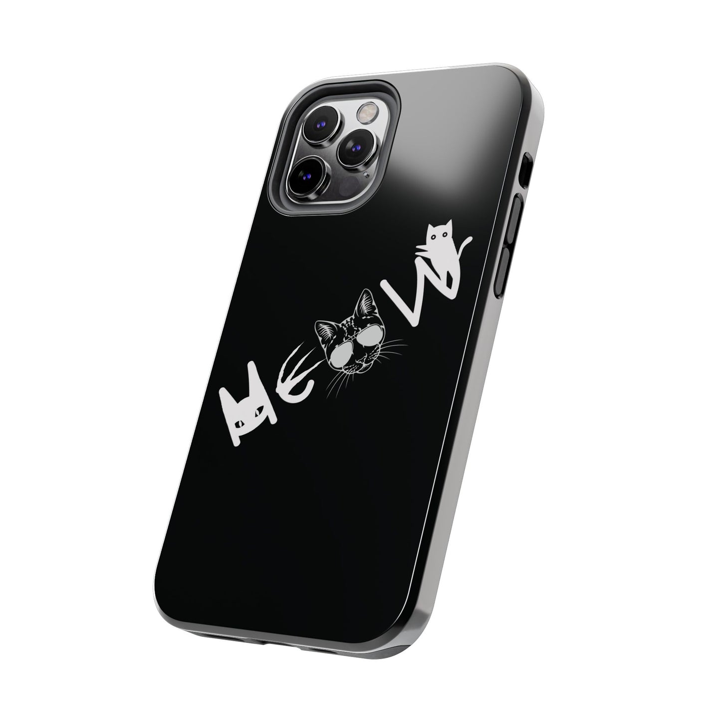 Meow Tough Phone Cases, iPhone & Samsung cases, wireless charging, cats, sassy, kitty, gender neutral, gifts, Halloween, birthday, Christmas