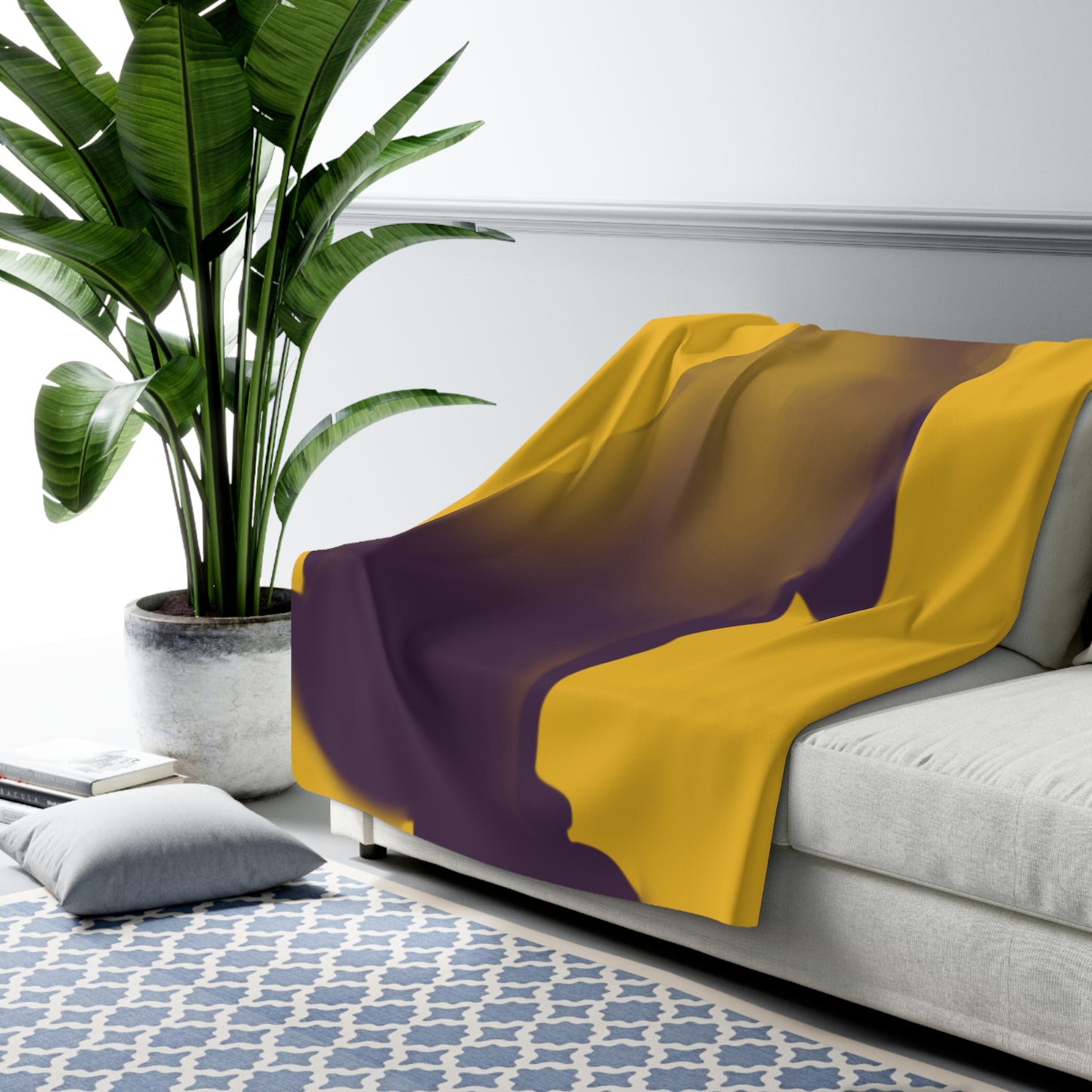 Rabbit Moon Yellow Sherpa Fleece Blanket, Bunny, Sleep, Calm, Home Decor, Warm, Soft, Cozy, Gender Neutral, Gift, Throw, 50x60 60x80